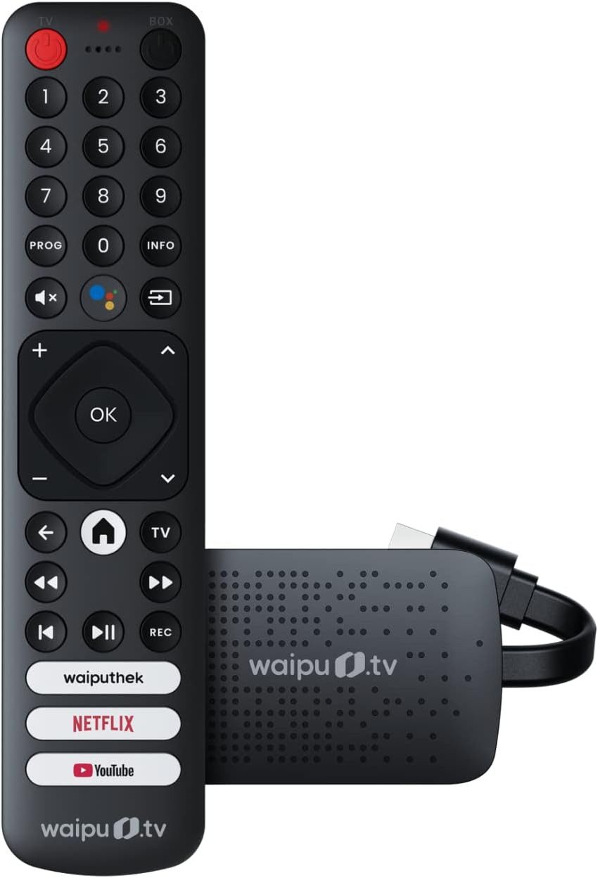 100% Streaming-Stick waipu.tv 4K Stick (1. Gen) + Fernbedienung WLAN HDMI 4K HDR Dolby, + Voucher für 3 Monate 300 TV-Sender & 40.000 Filme & Serien