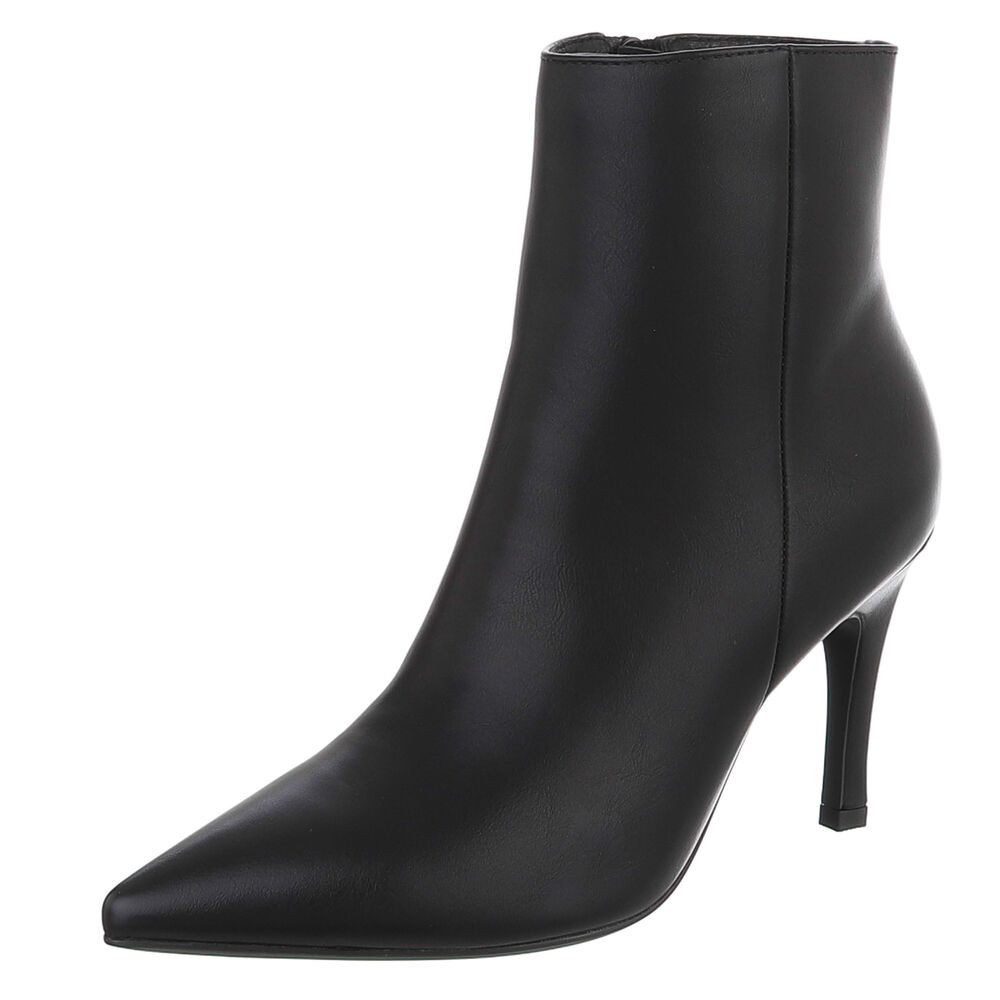 Ital-Design Damen Stiefelette mit Stiletto-Absatz und Spitze High-Heel-Stiefelette (92125510) Pfennig-/Stilettoabsatz Stiefeletten in Schwarz