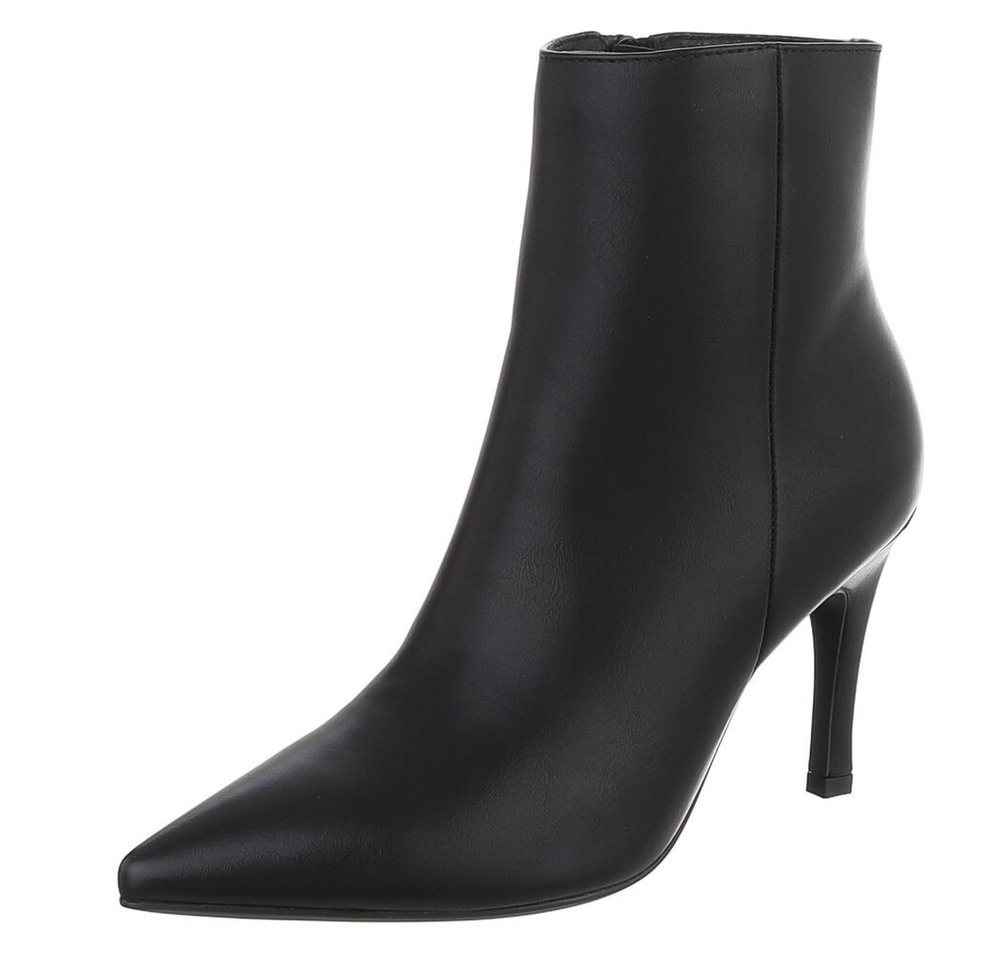 Ital-Design Damen Stiefelette mit Stiletto-Absatz und Spitze High-Heel-Stiefelette (92125510) Pfennig-/Stilettoabsatz Stiefeletten in Schwarz