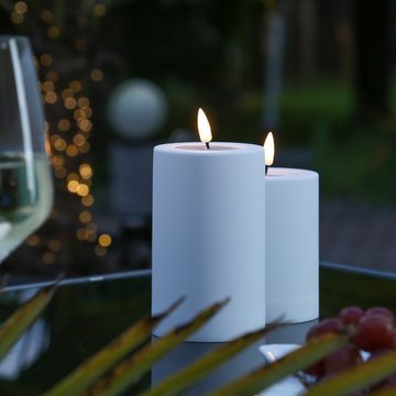 Deluxe Homeart LED-Kerze MIA für Außen 3D Flamme flackernd H: 12,5cm D: 7,5cm weiß outdoor (1-tlg)