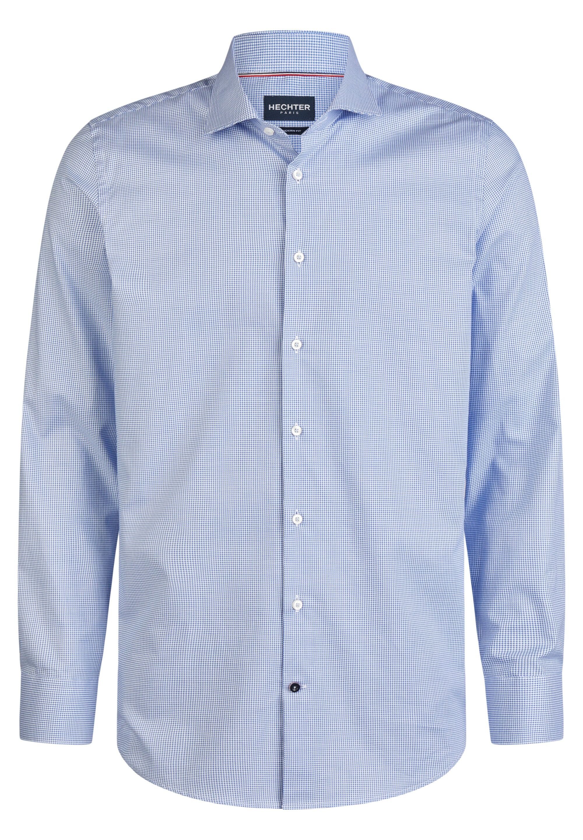 HECHTER PARIS Langarmhemd im feinen Hahnentritt-Muster