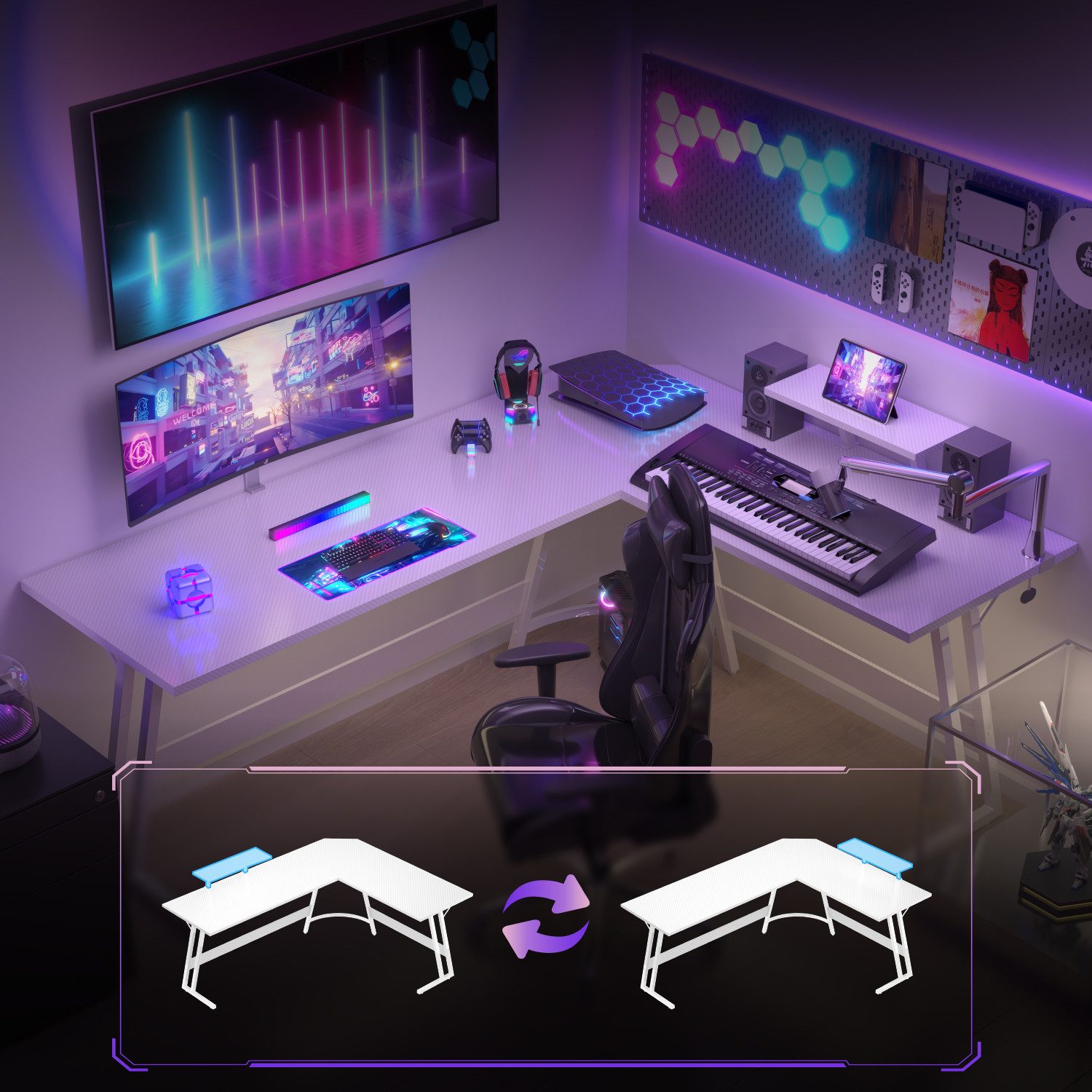 GUNJI Computertisch L-förmiger Gaming-Schreibtisch, Eckschreibtisch, 120/17 günstig online kaufen