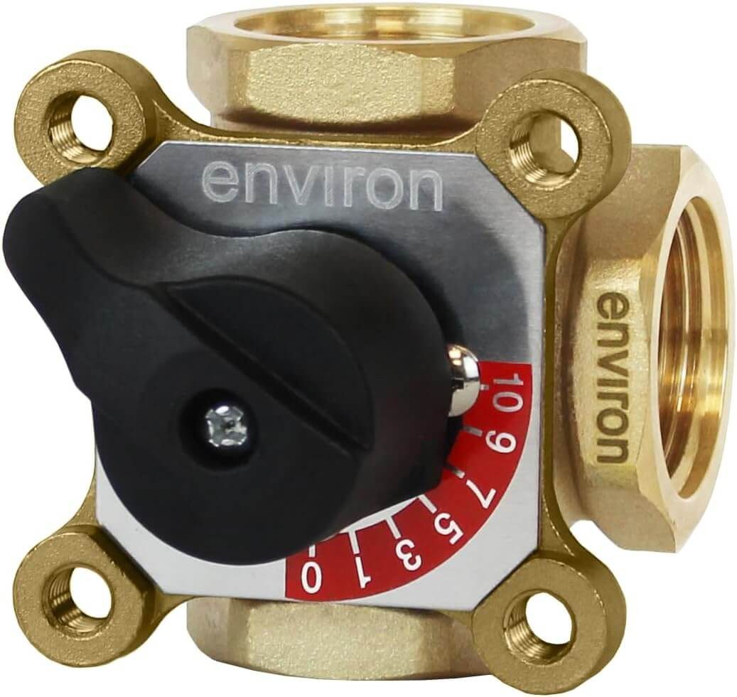 Environ Thermostatventil Environ 3-Wege-Mischer 25-10 mit 3 x 1 Zoll Innengewinde, Messing CW61