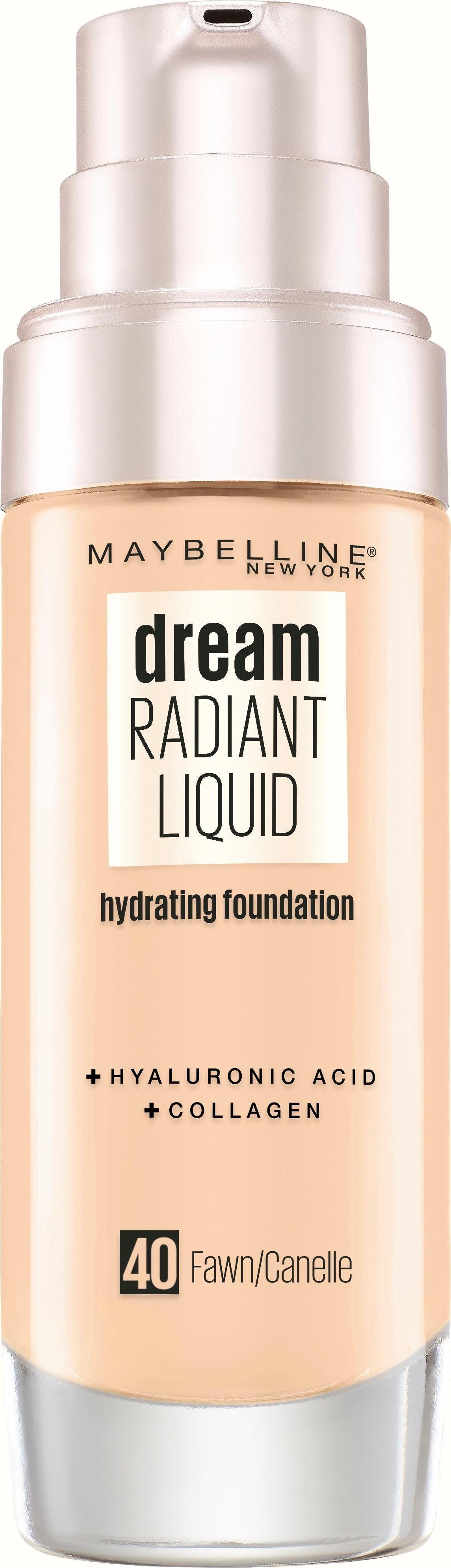 MAYBELLINE NEW YORK Foundation DREAM RADIANT LIQUID MAKE-UP, mittlere Deckkraft, strahlendes Finish, 12H Feuchtigkeitspower