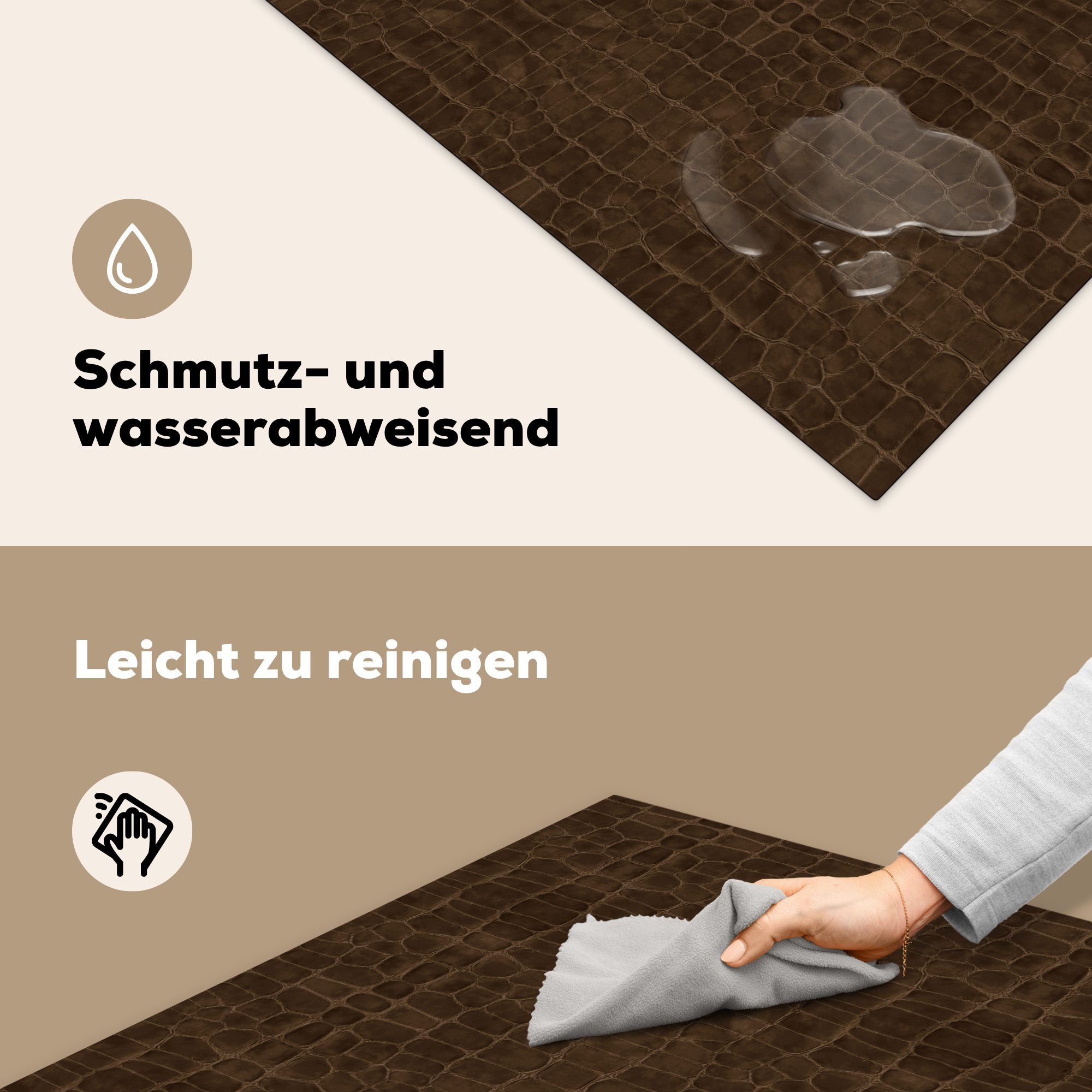 - Induktionsschutz Textur 78x78 Tierhaut, für tlg), (1 - - Arbeitsplatte Herdblende-/Abdeckplatte Leder Vinyl, MuchoWow cm, küche Ceranfeldabdeckung,