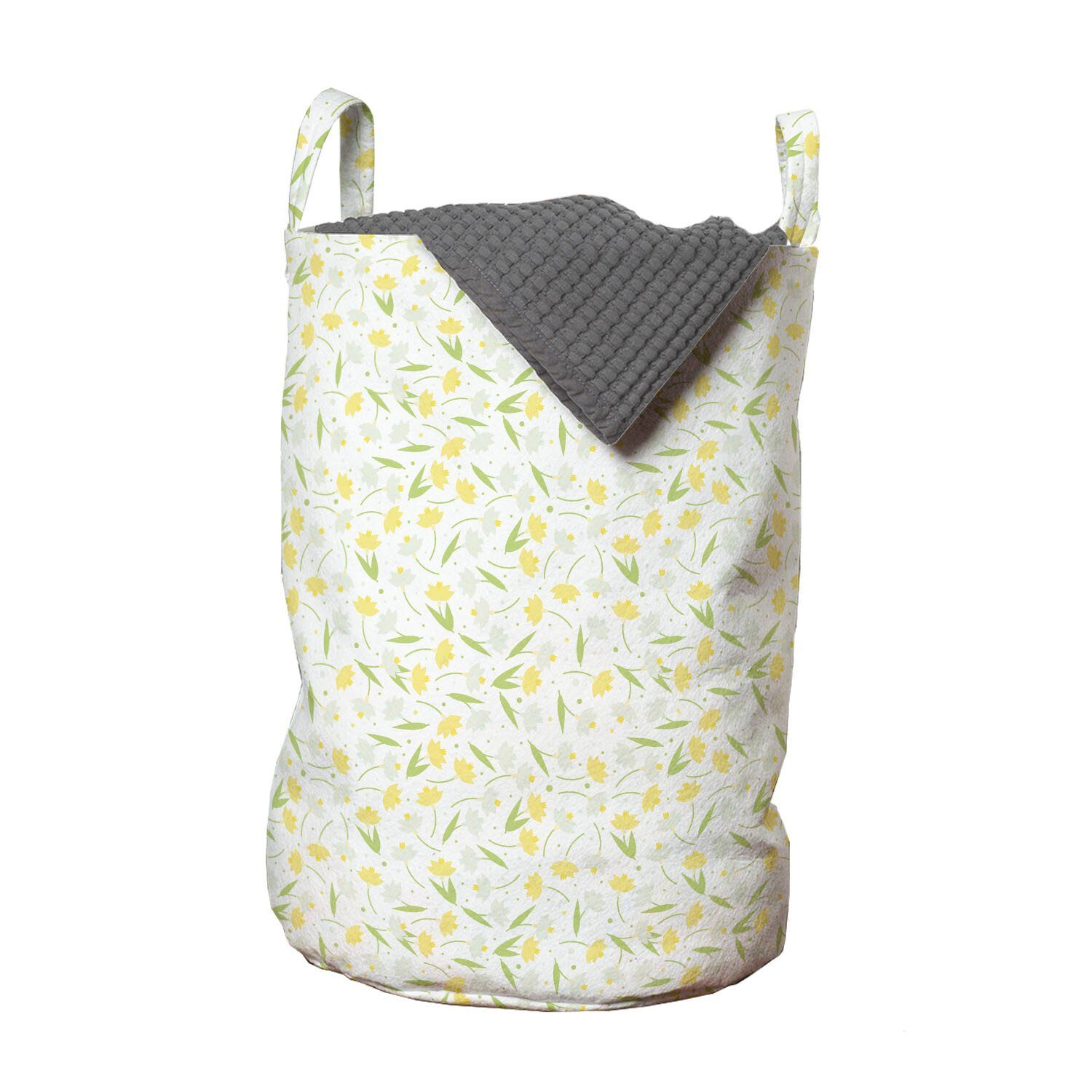 Abakuhaus Wäschesäckchen Wäschekorb mit Griffen Kordelzugverschluss für Waschsalons, Blumen Narcissus und Punkt-Muster