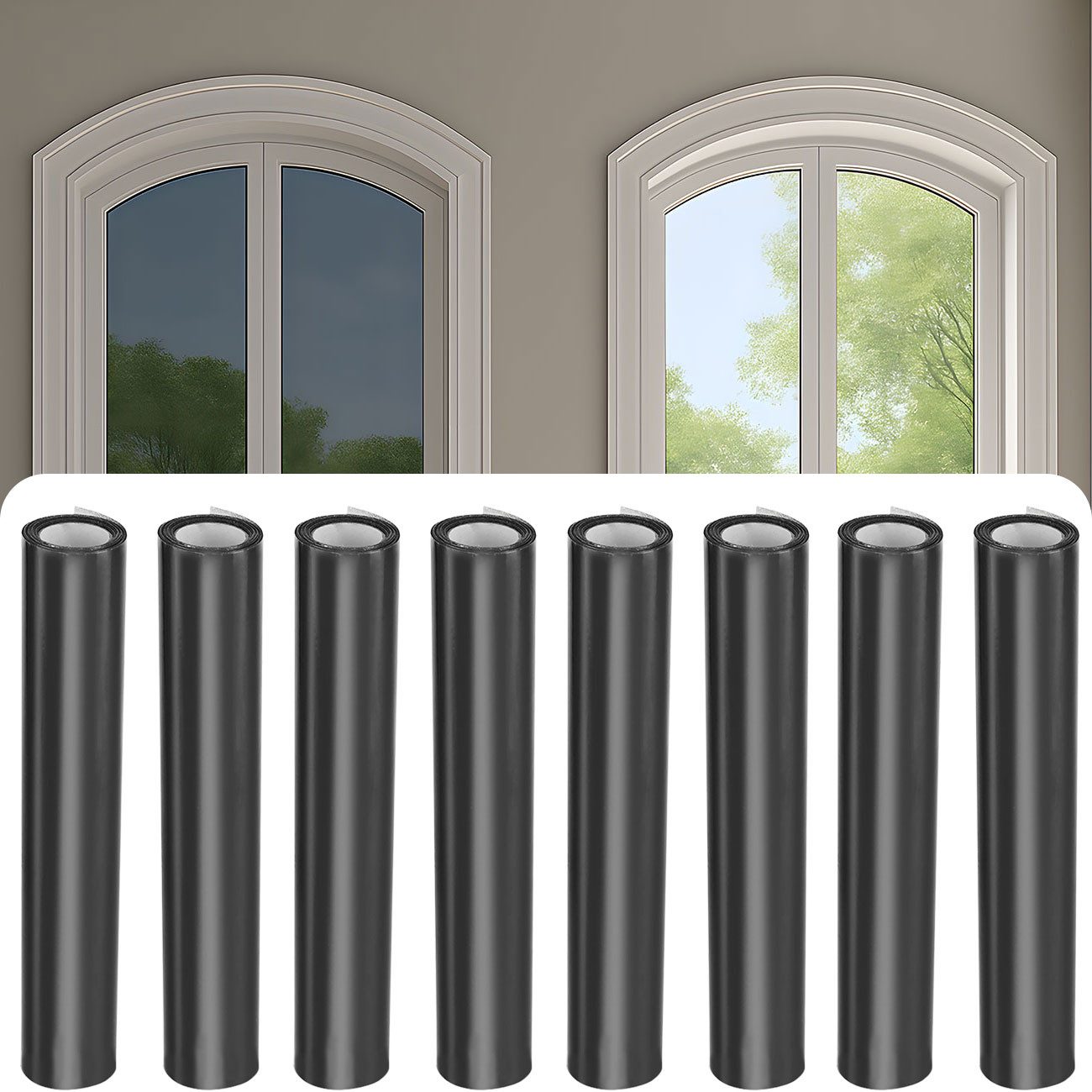 shop'n smile ideoon Sichtschutzfolie Sichtschutzfolie 60x200cm Selbstklebend UV-Schutz-Fensterfolie 0,18 mm, (8-St., 2er-Set & 4er-Set & 8er-Set), grau-matt/hitzereduzierend/rückstandslos entfernbar