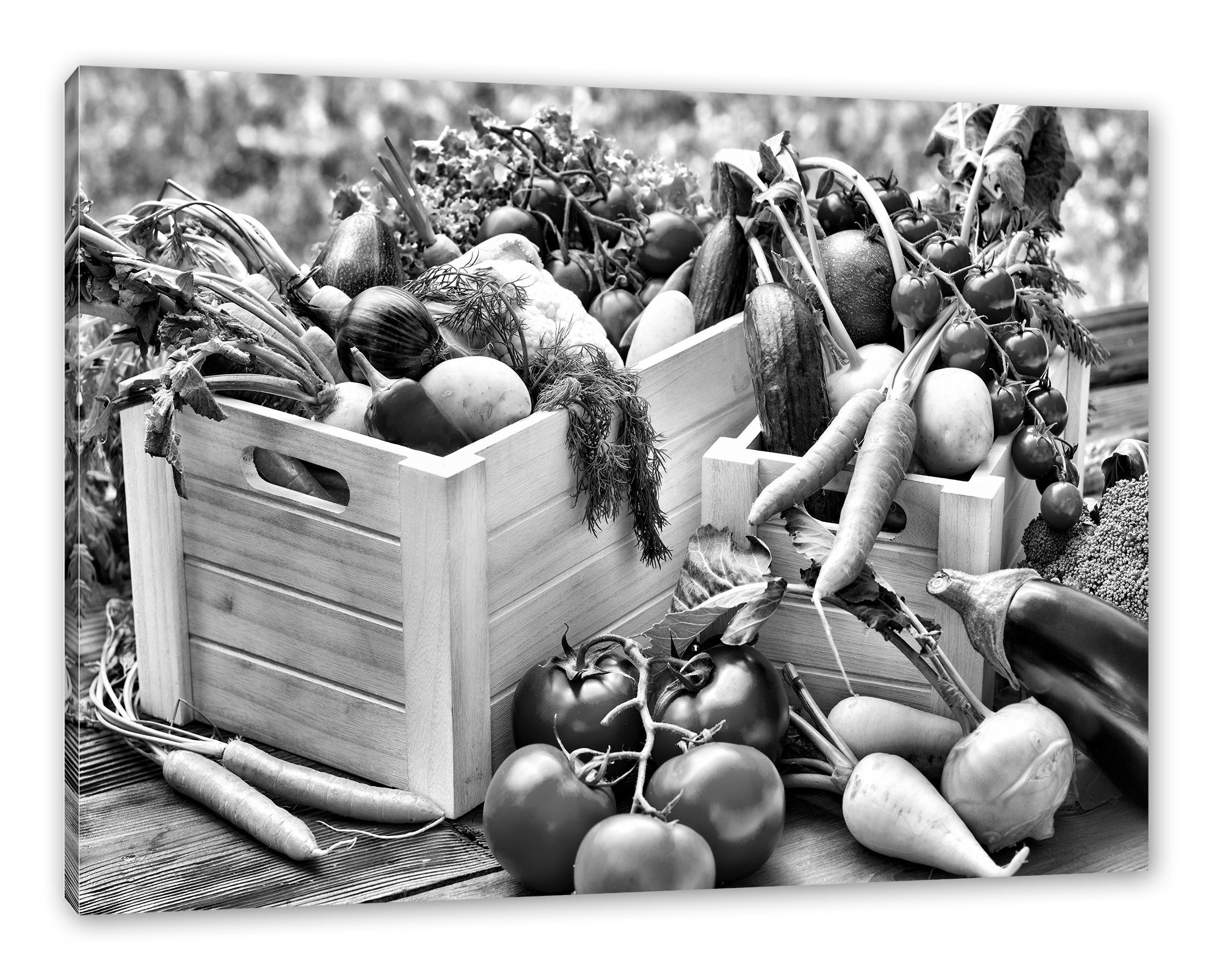 Pixxprint Leinwandbild inkl. bespannt, (1 Gemüse Obst fertig Gemüse Obst Kräuter, Zackenaufhänger Kräuter St), Leinwandbild