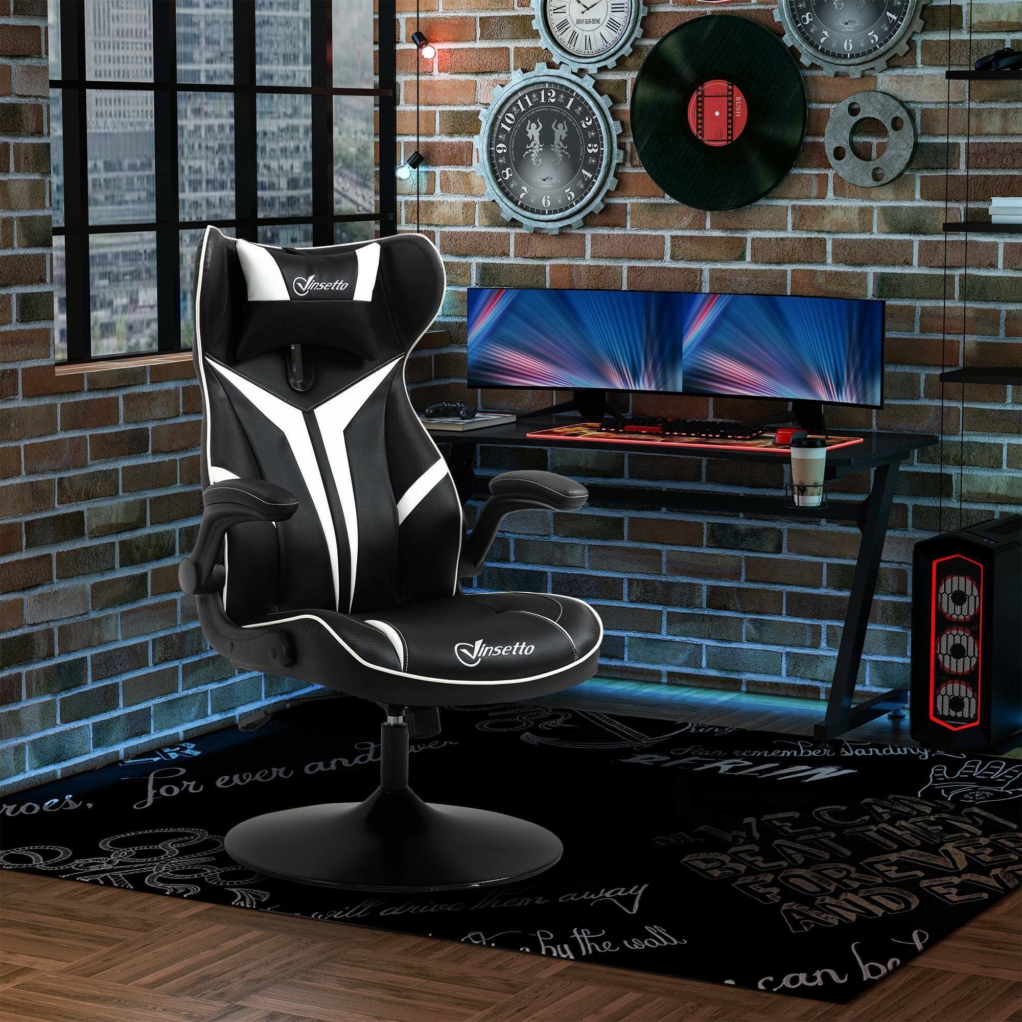Vinsetto Schreibtischstuhl Gaming Stuhl schwarz/weiß ergonomisch schwarz/weiß 