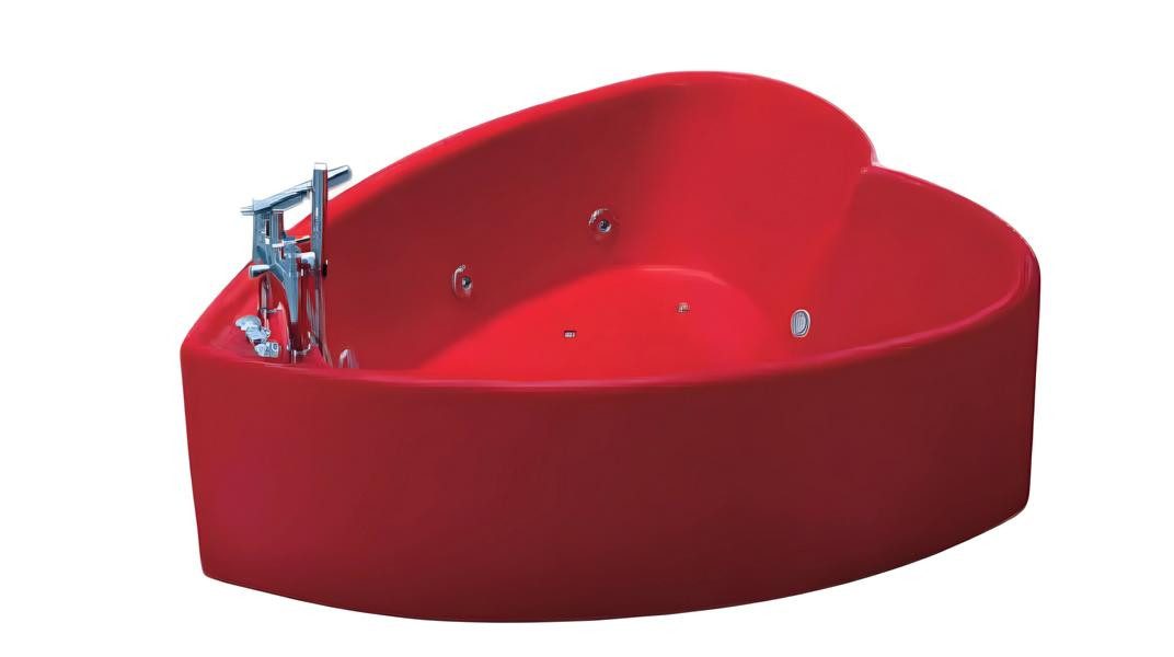 JVmoebel Whirlpool-Badewanne Massage Badewanne Whirlpool Spa 150x125 cm Rot Acryl Hydromassage, Made in Europe