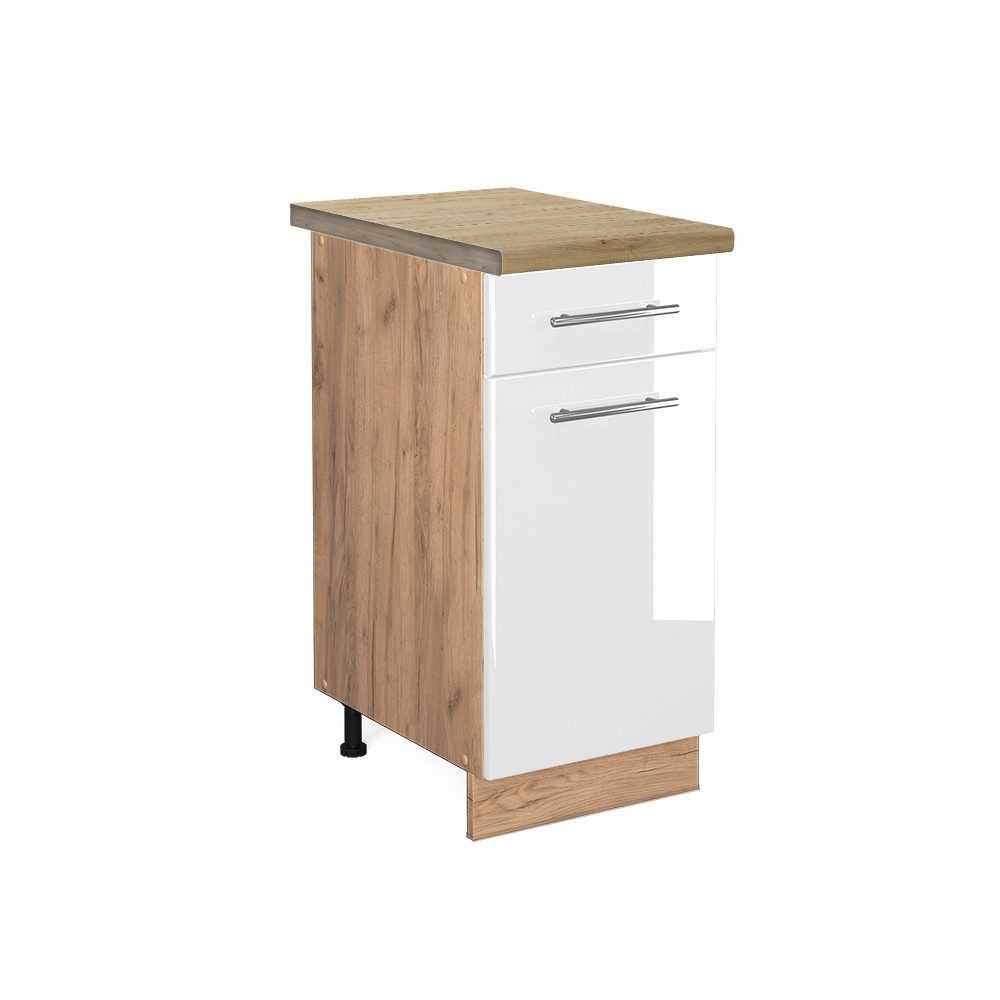Vicco Unterschrank Fame-Line, Weiß Hochglanz/Goldkraft Eiche, günstig online kaufen