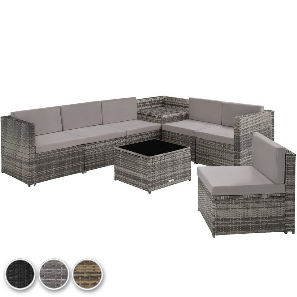 tectake Sitzgruppe »Rattan Lounge Verona«, Glasplatte; UV-Beständig