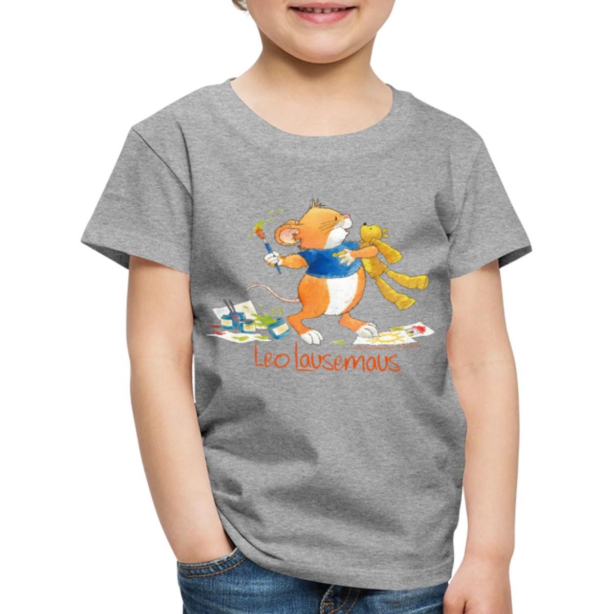 Spreadshirt T-Shirt Leo Lausemaus Malen mit Teddy Kinder Premium T-Shirt (1-tlg)