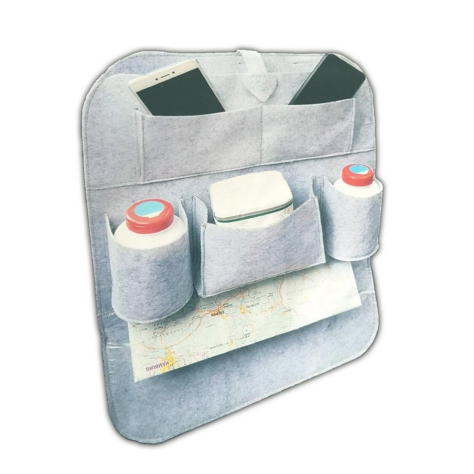PUREWORK Rücksitzorganizer Auto Rücksitz Organizer Tasche Autositz  Rücksitztasche Rücksitzschoner KFZ Autositztasche Aufbewahrungstasche Kinder  Spielzeugtasche (1-tlg), mit 6 Fächer und Trittschutz