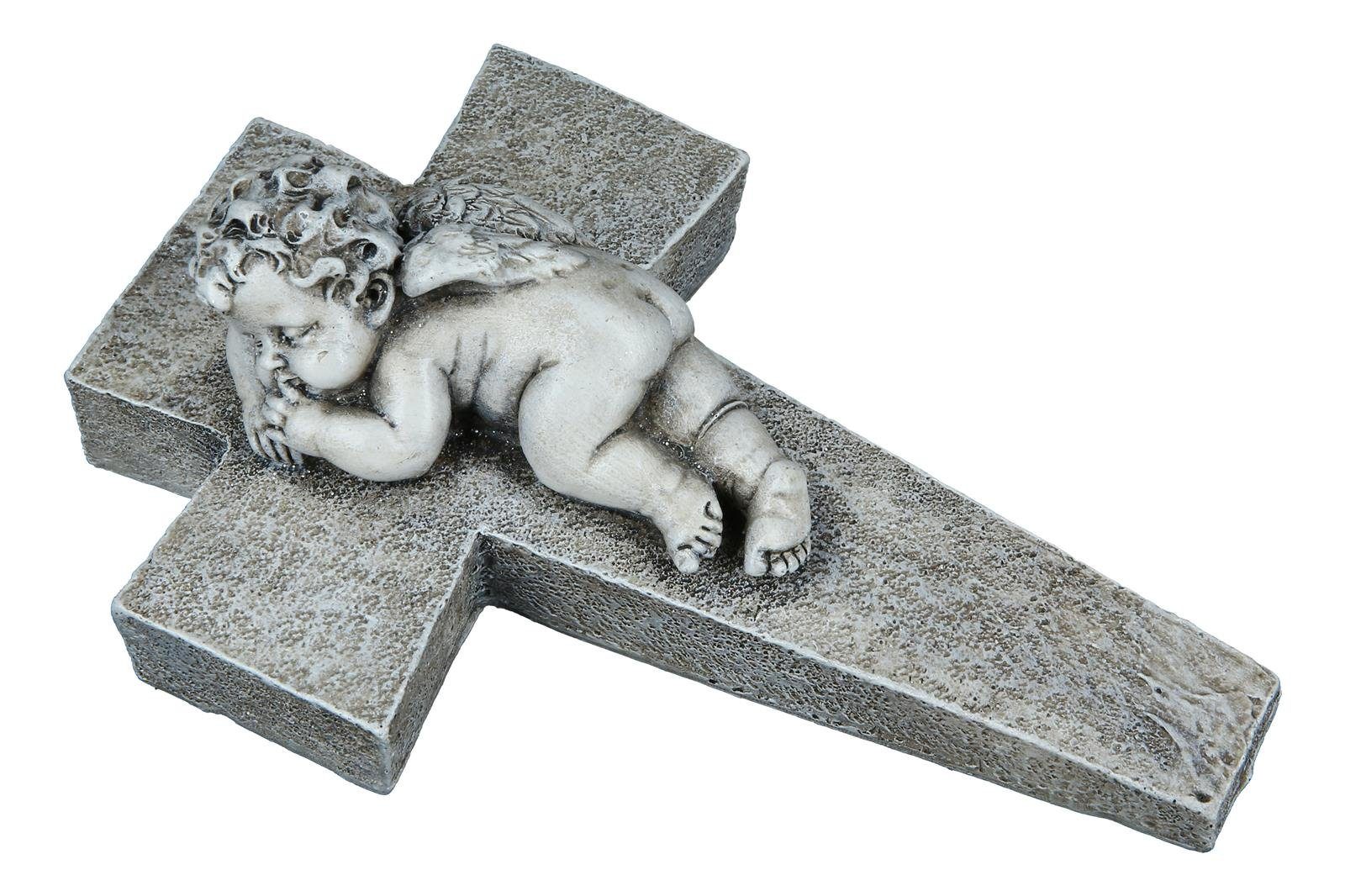 Deko-Kreuz Gedenkkreuz Engel 12x7x19cm liegend dekojohnson Gartenfigur auf