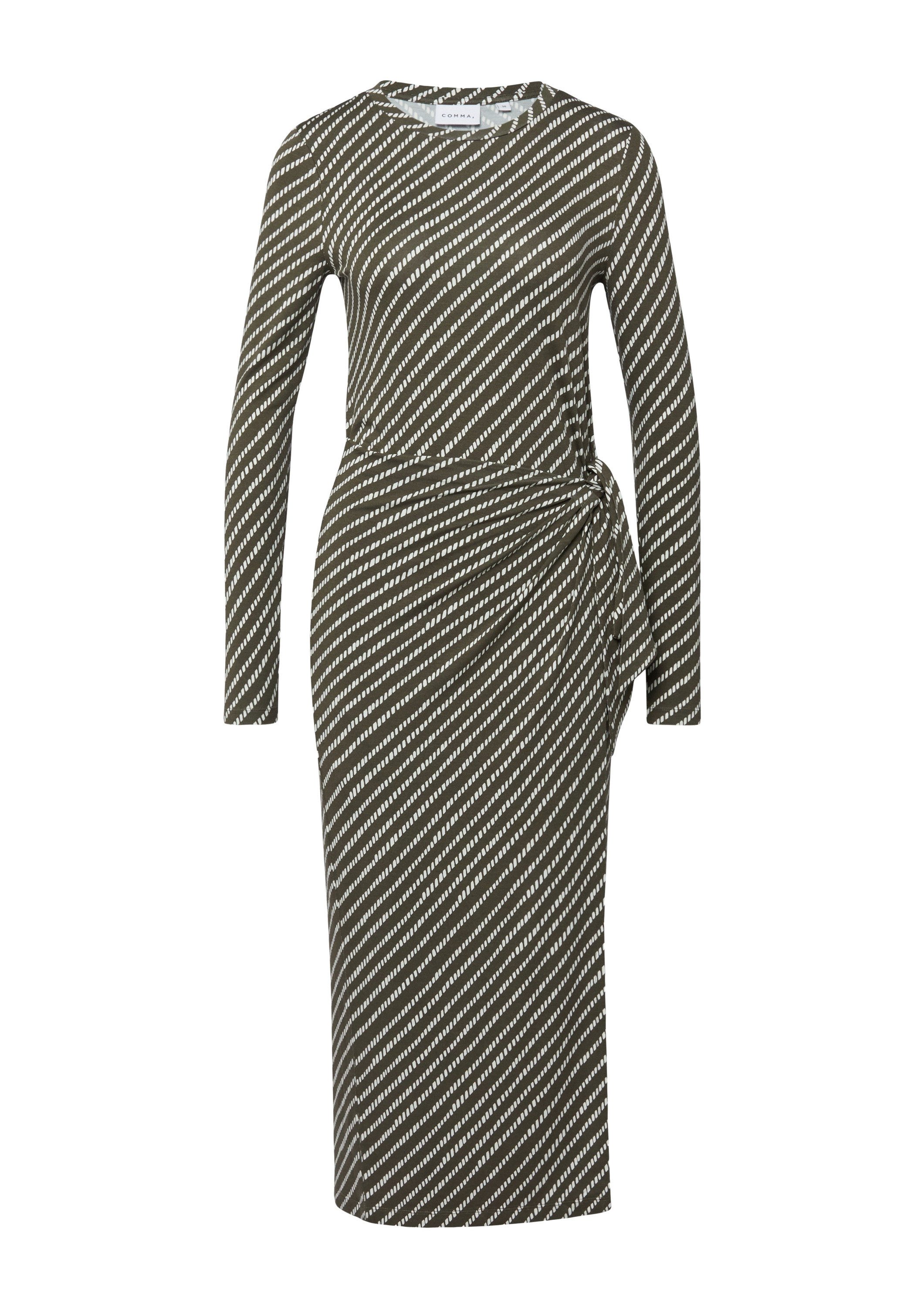 comma Midikleid Kleid Jerseykleid mit All-over-Print und Wickeldetail