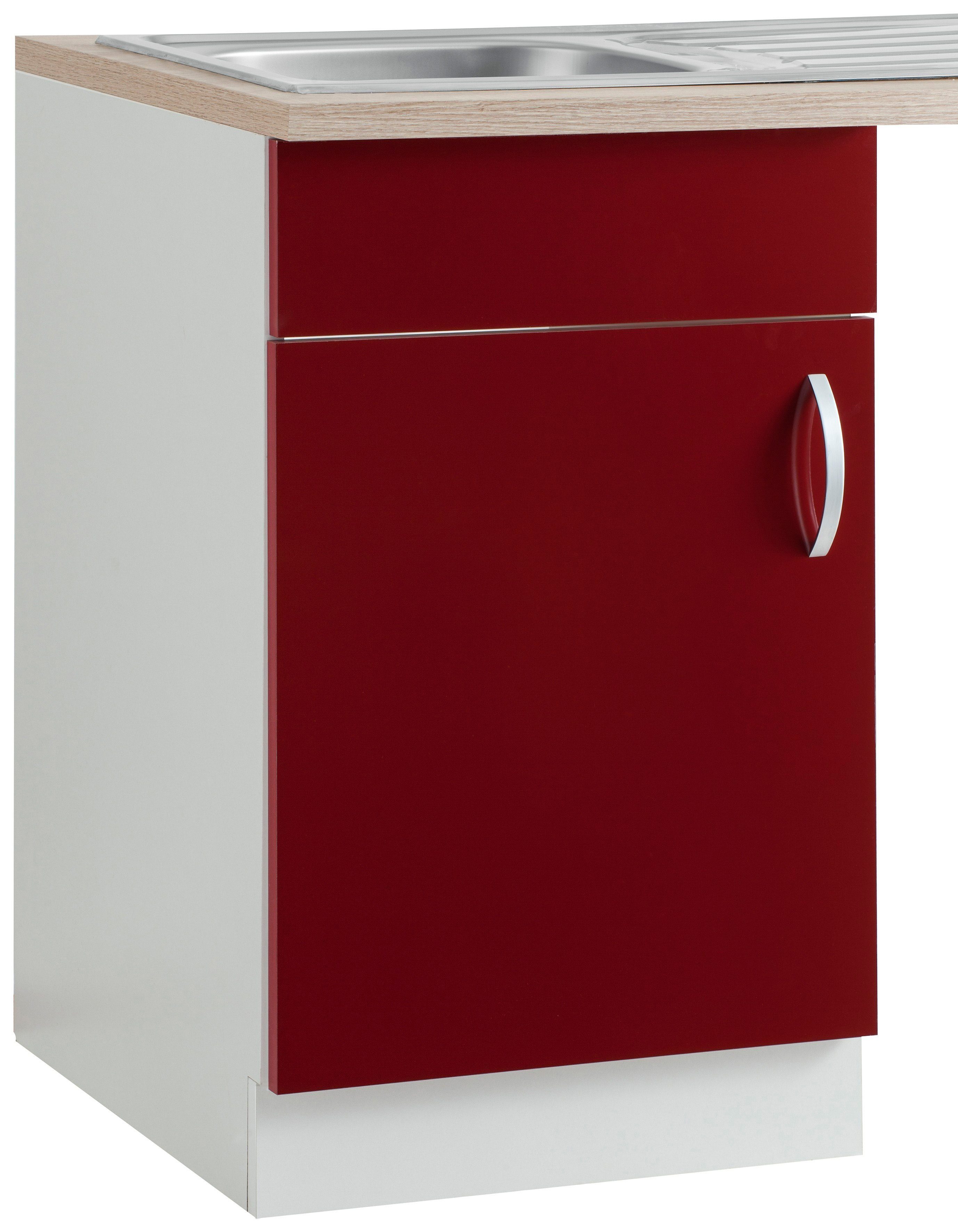 wiho Küchen Spülenschrank Flexi Breite 50 cm Rot Glanz