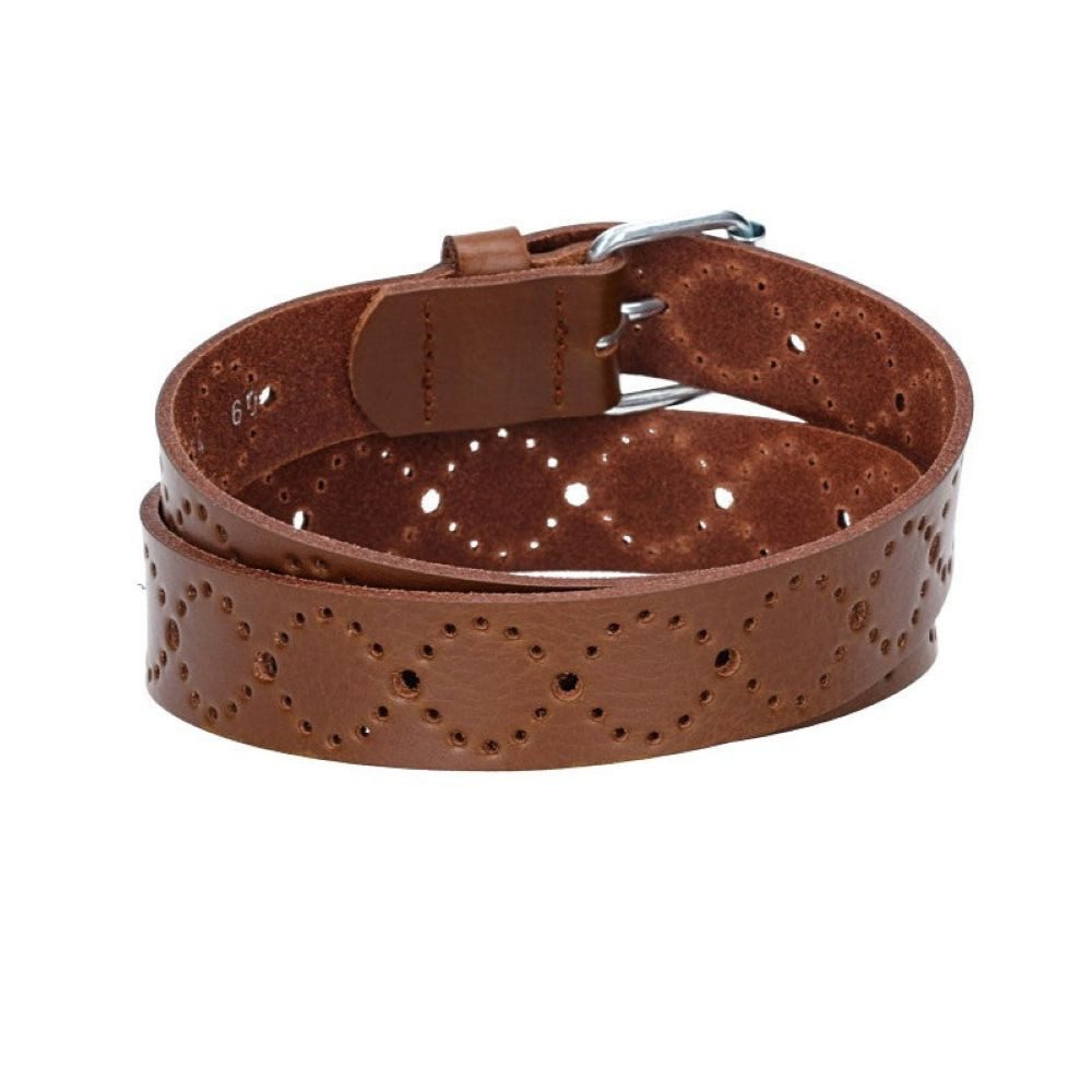 kiddybelts Ledergürtel Kids 25mm in Cognac mit Lochmuster und Rollschließe in Silber (KB17-640, 1-St) sehr weiches Vollrindleder