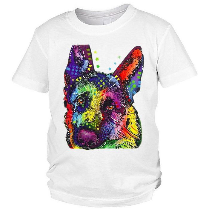 Tini - Shirts Print-Shirt Schäferhund Kinder Tshirt buntes Hundemotiv Kindershirt : German Shepherd