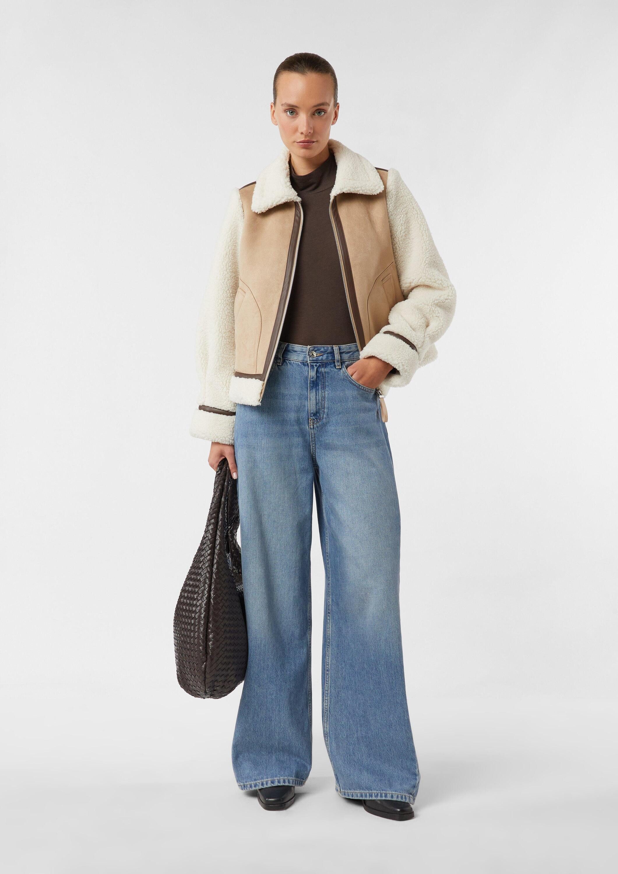 comma Funktionsjacke Outdoor-Jacke Kurze Jacke in Lammfelloptik