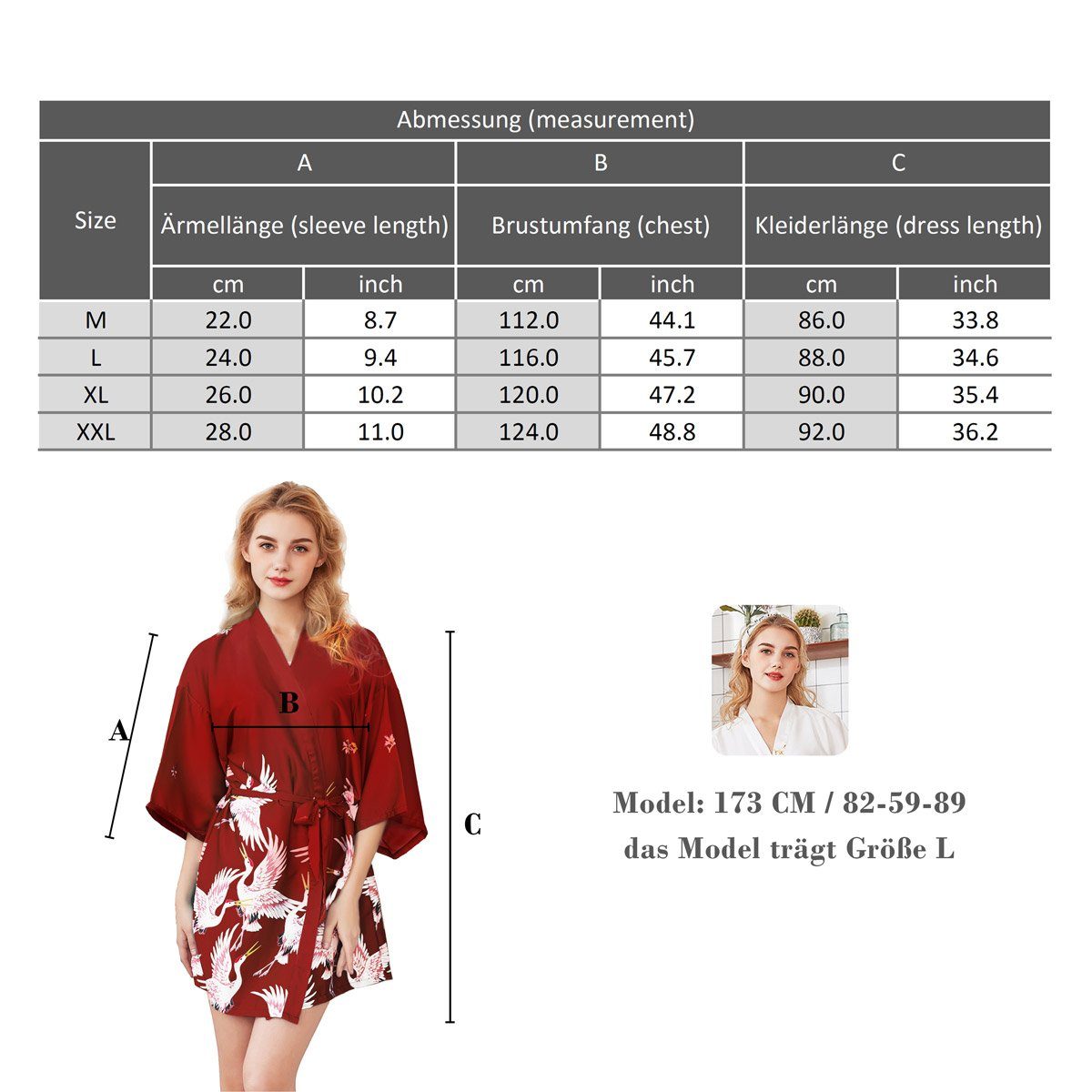 Vivi Idee Nachthemd Kimono Morgenmantel Negligee kurz damen günstig online kaufen