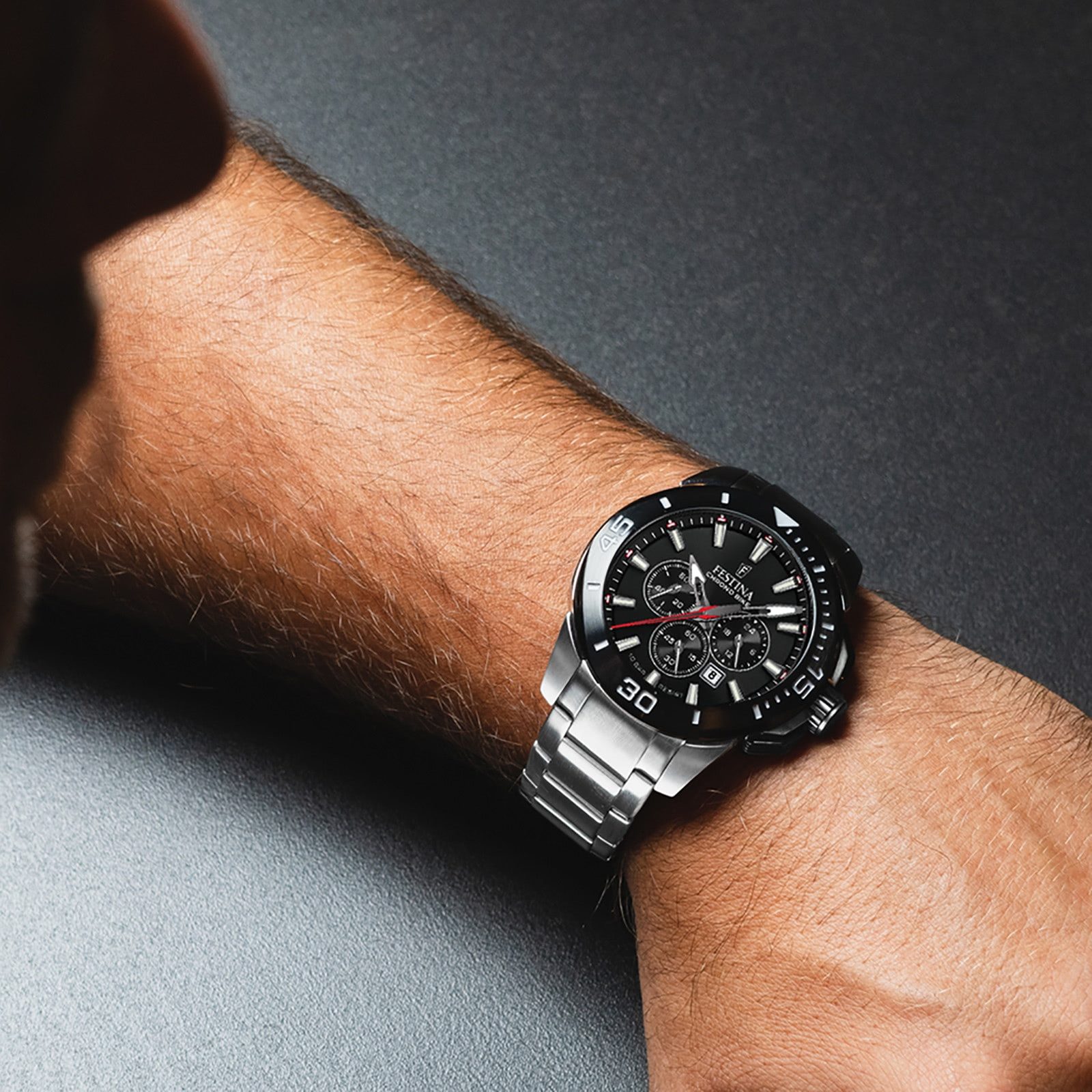Festina Quarzuhr Festina Herrenuhr Edelstahl silber, (Chronograph), Herren Armbanduhr rund, Edelstahlarmband silber, Sport