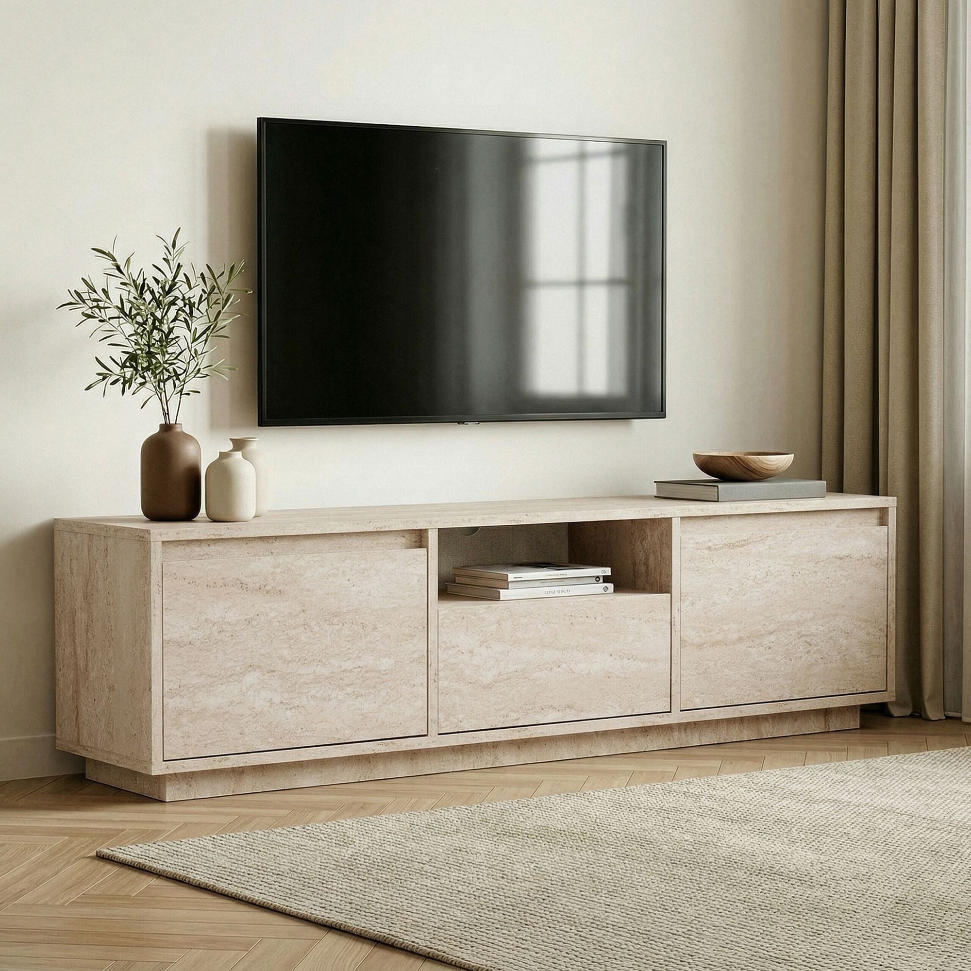 Skye Decor Sideboard Nordure Sentinel (Packung, 1 St., 1 TV Board), Japandi Design,Breite 160 cm, griffloses Design mit Stauraum