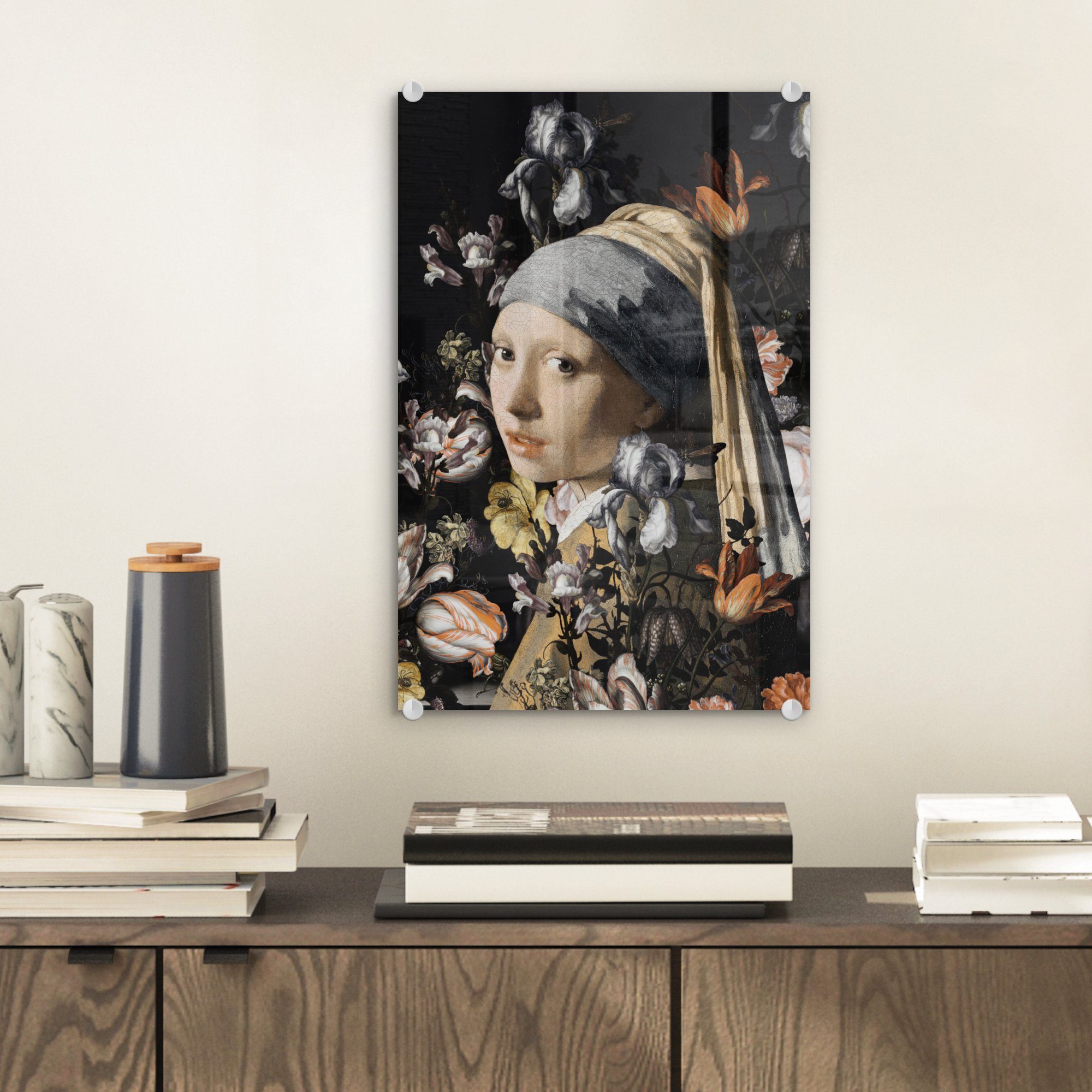 MuchoWow Acrylglasbild Das Mädchen mit Perlenohrring dem Glas Foto - Johannes - Wanddekoration Blumen, Glasbilder - St), Vermeer Wandbild - auf - (1 Glas bunt auf Bilder