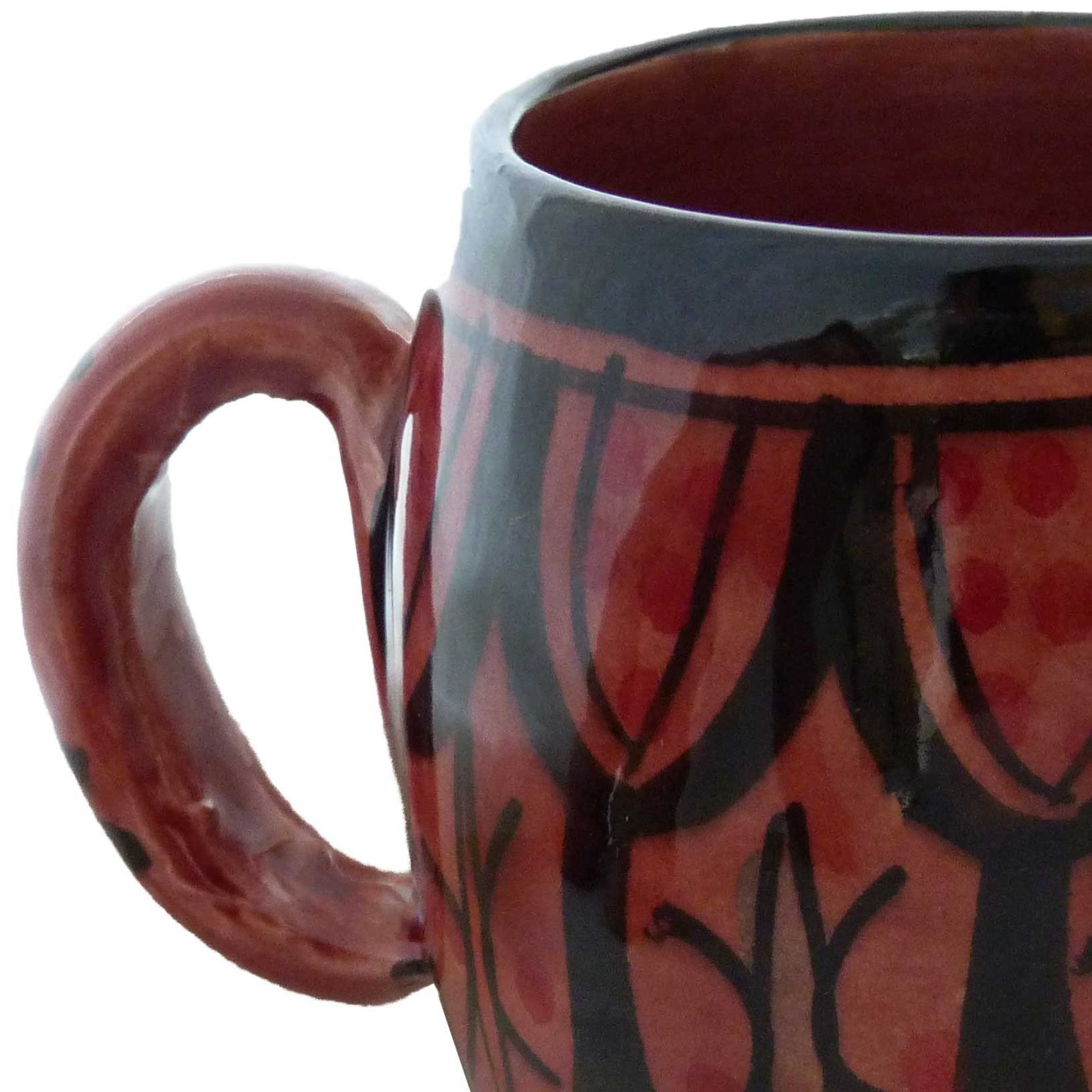 Bemalung marokkanische Tasse SIMANDRA Keramik handbemalt, Tasse Keramik Rot Klein