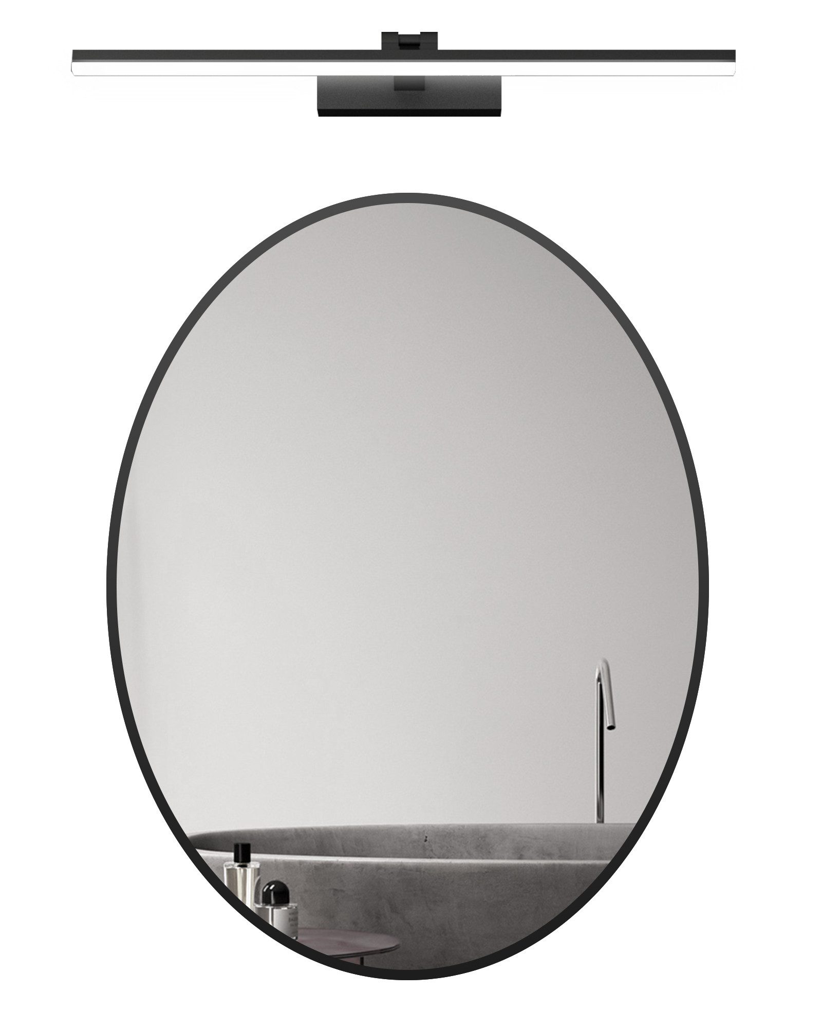 Badspiegel Oval mit 60cm LED Spiegelleuchte Wandspiegel mit Licht Kaltweiß 6500K