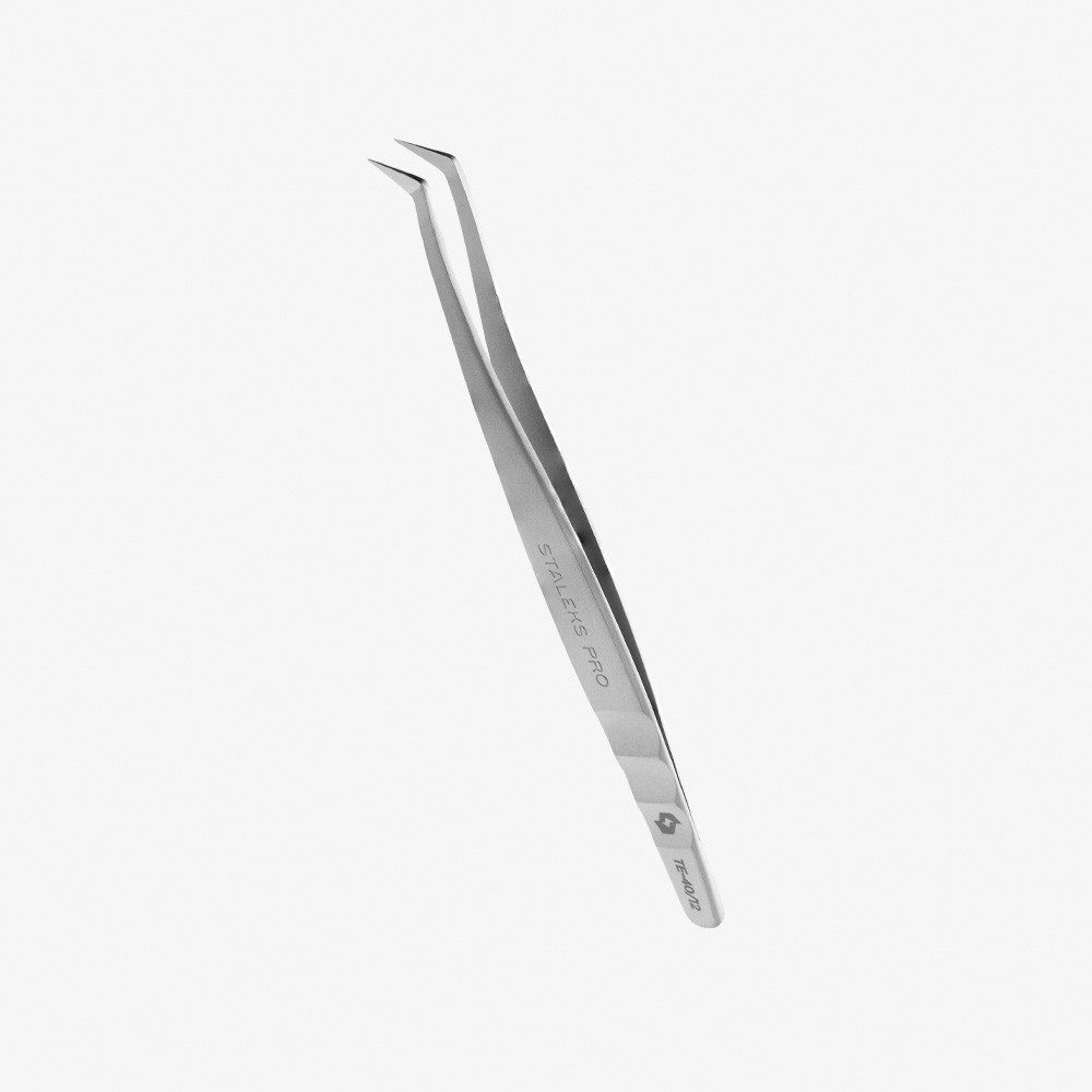 STALEKS Augenbrauenpinzette EXPERT 40 TYP 12, Mega-Volumen Pinzette, L-shaped, 65°, 1-tlg., ebogene Pinzette/Mega Volume“Boot“