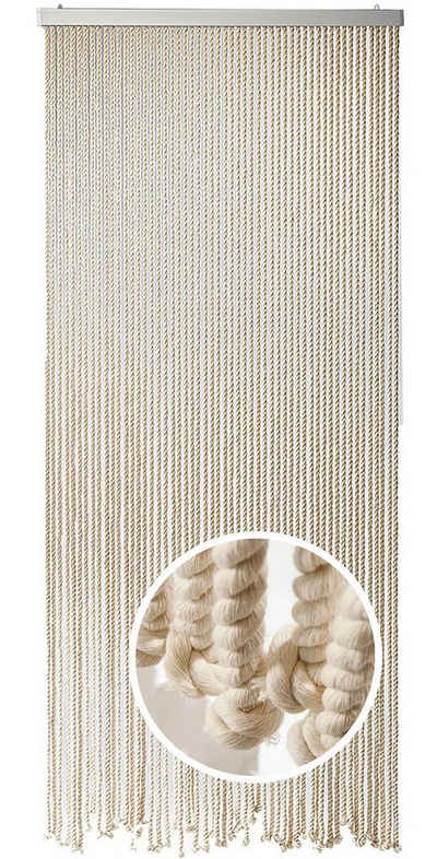 Türvorhang Seilvorhang Vorhang MARITIM 54 Stränge beige, Kobolo, Ösen (1 St), halbtransparent, abweisend gegen Insekten