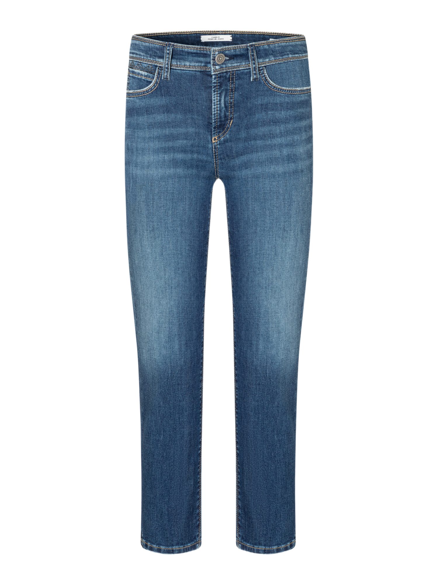 Cambio Stretch-Hose blau, Casual, Baumwolle, Unifarben, Slim Fit, Mittel