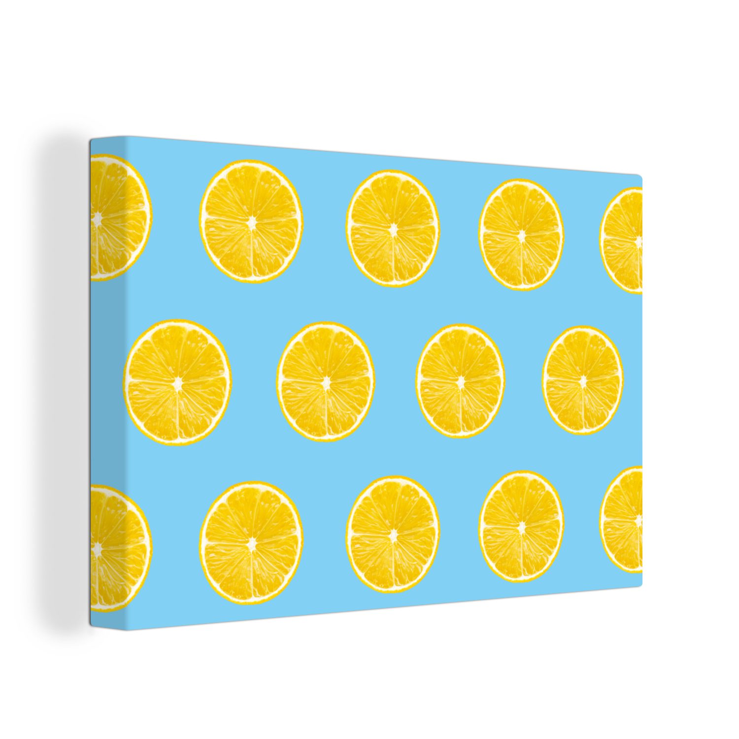 OneMillionCanvasses® Leinwandbild Zitrone - Farben - Muster, (1 St), Wandbild Leinwandbilder, Aufhängefertig, Wanddeko, 30x20 cm