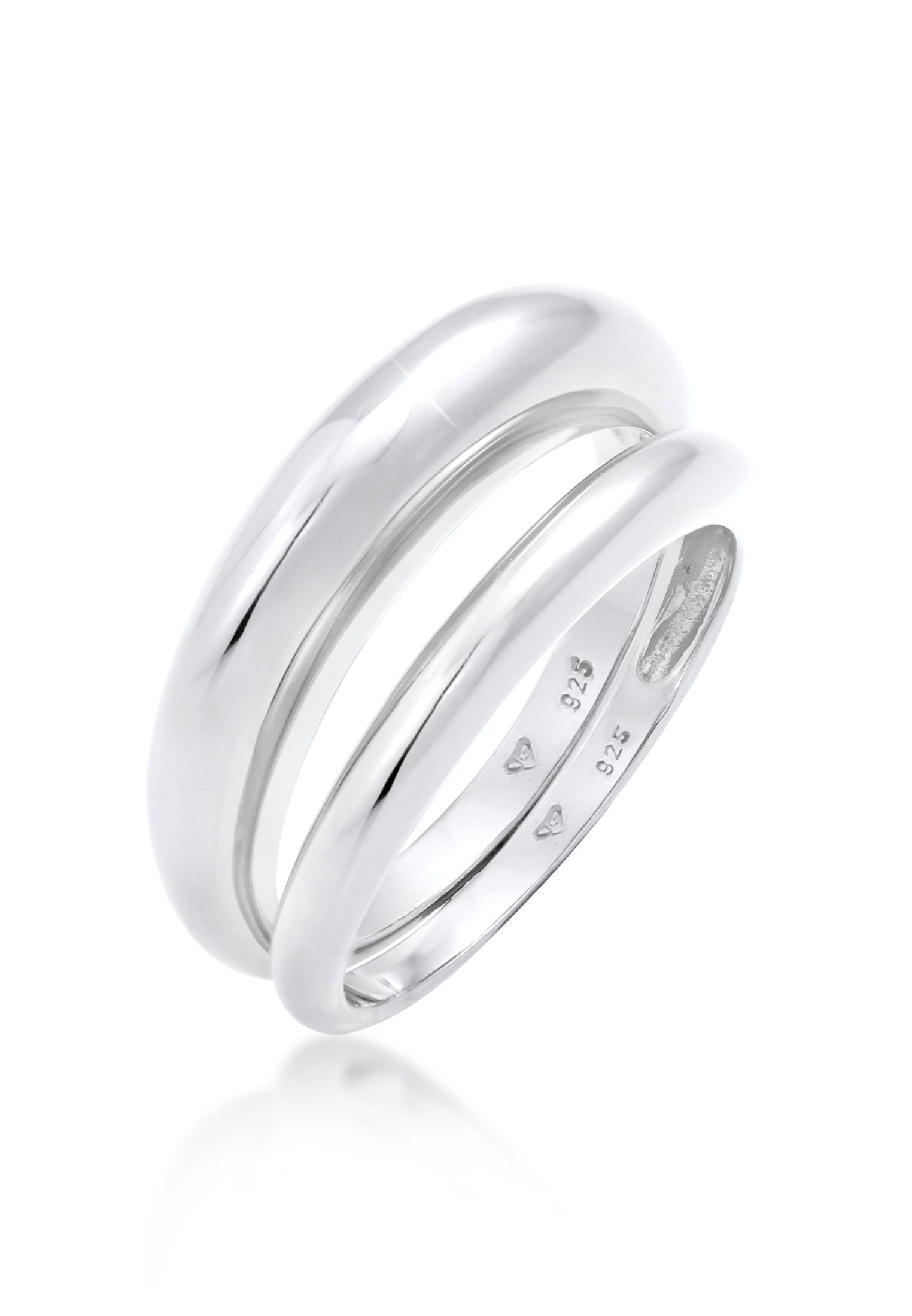 Design Basic Silber Bandring Klares Ring-Set 925 Elli Set Premium 2er