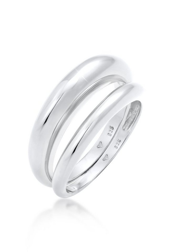 Elli Premium Ring-Set Bandring Basic Klares Design 2er Set 925 Silber