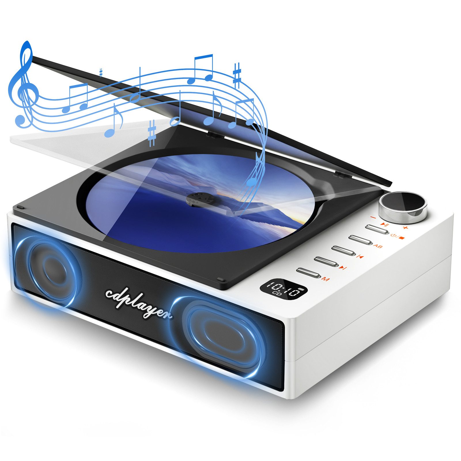 Luckice kompakter Disc-Player mit Anti-Skip tragbarer CD-Player (Bluetooth mit Lautsprecher Fernbedienung und LCD Display, kompakt für Reise und unterwegs)