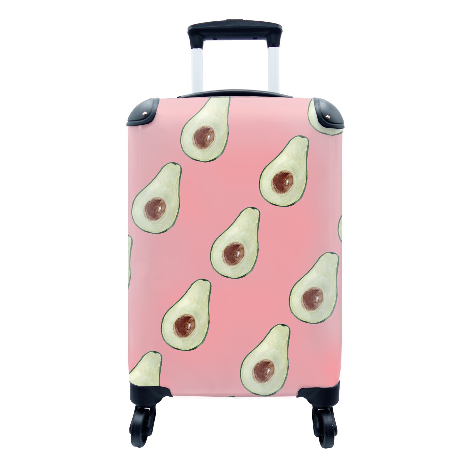 MuchoWow Handgepäckkoffer Avocado - Rosa - Farbe, 4 Rollen, Reisetasche mit rollen, Handgepäck für Ferien, Trolley, Reisekoffer | Handgepäck-Koffer