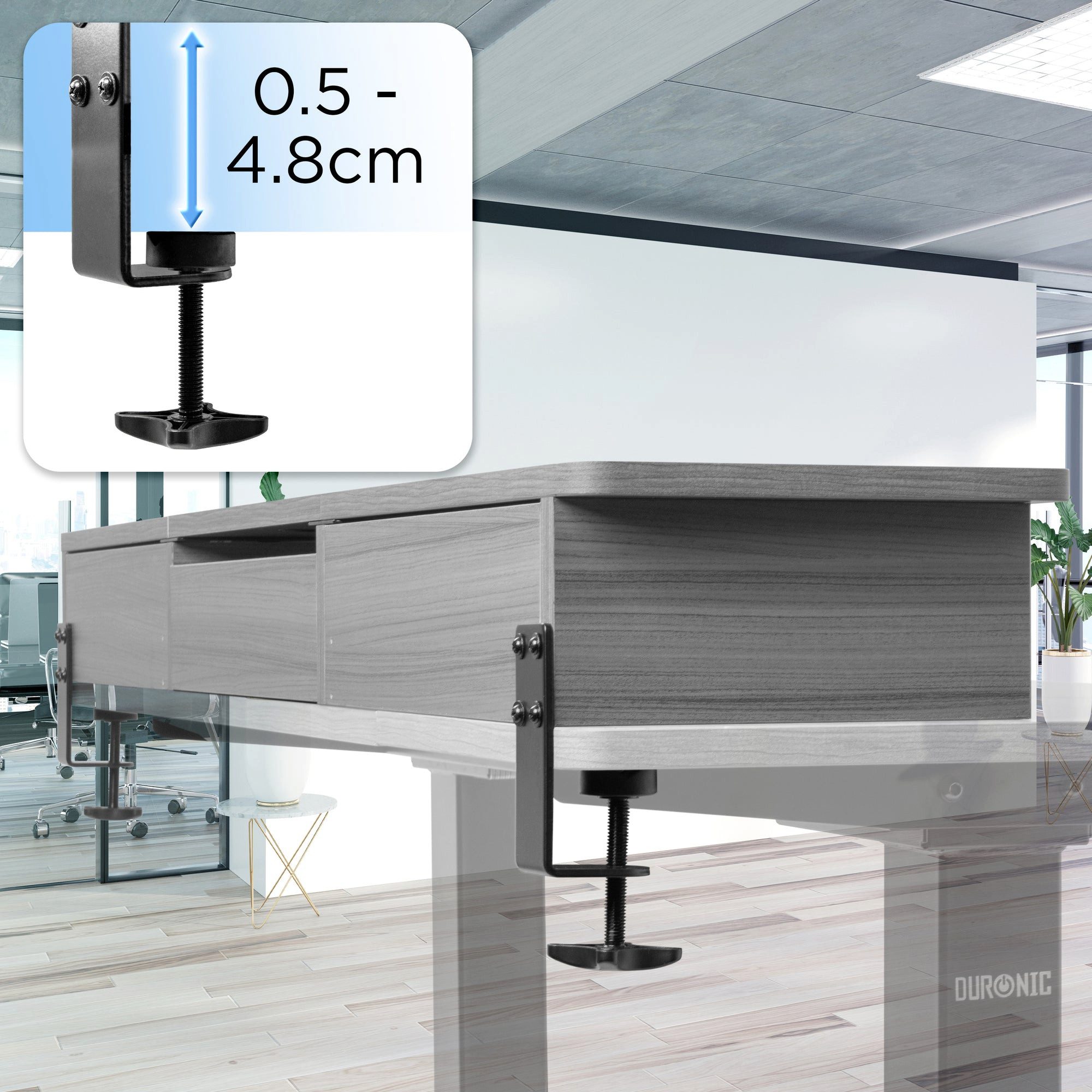 Duronic Schreibtischaufsatz DD3 GY Monitorständer, Schreibtischaufsatz mit XXL Schubladen