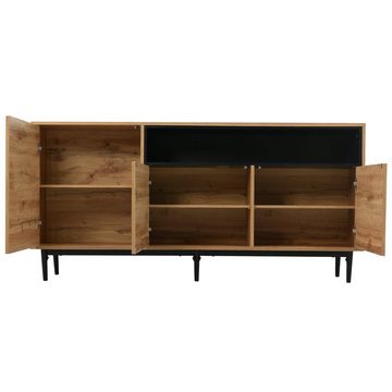 Merax Sideboard im Landhausstil mit Metallfüße, Anrichte aus Holz mit verstellbaren Einlegböden, Kommode, B:160cm