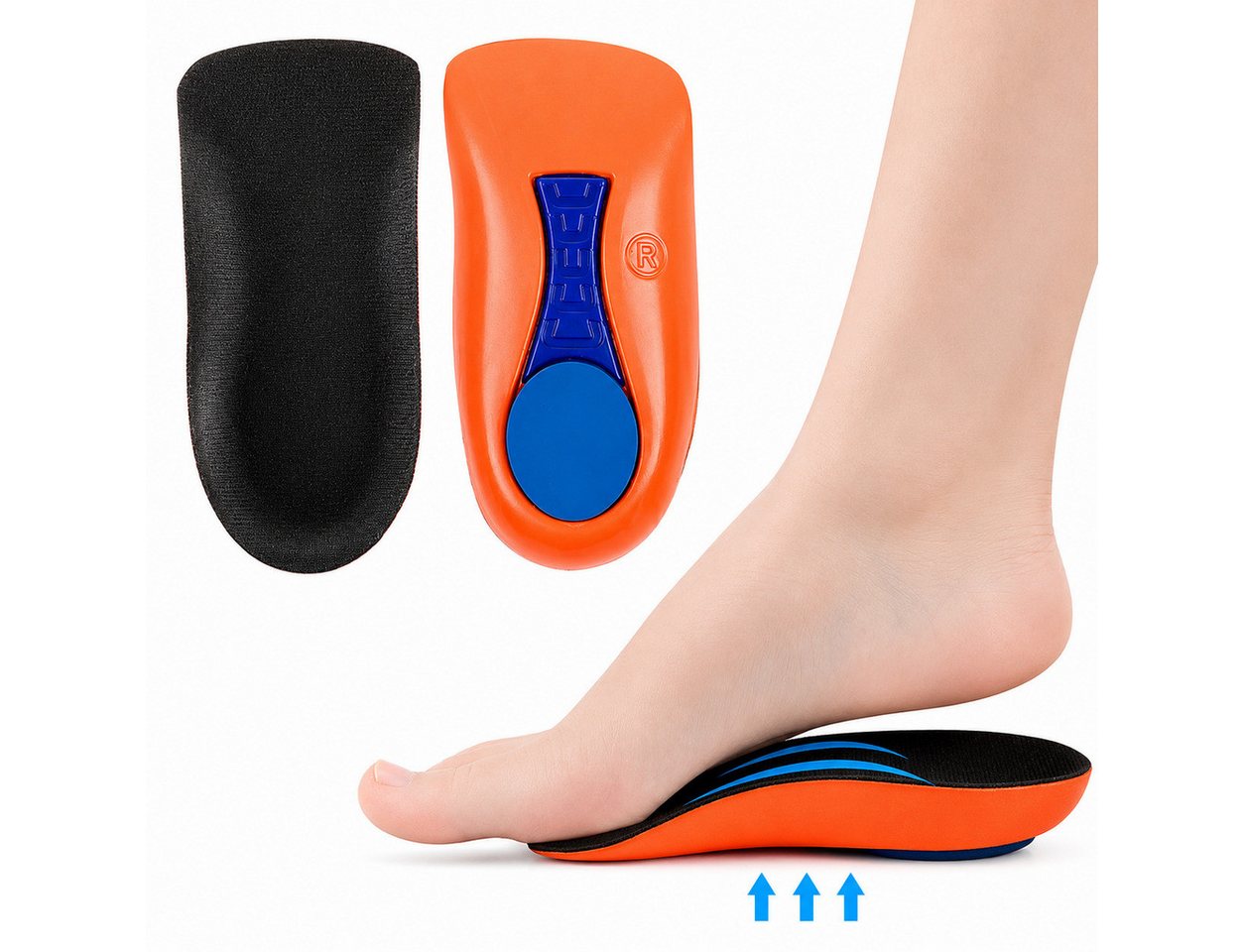 COOL-i ® Halbsohlen Fußgewölbe Halbsohlen 1 Paar, 2,3 cm Arch Support Einlagen, stoßdämpfende Fußbogenstütze