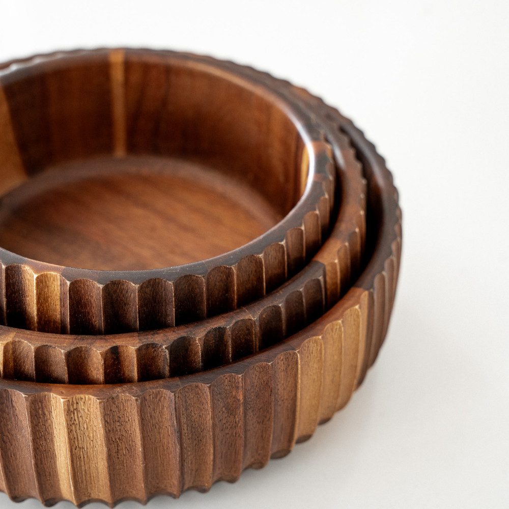 Zoha Servierschale Stripe Schüssel - Handgefertigte Akazienholz Schale für Dips, Snacks, (3-tlg), Handgefertigtes Akazienholz – Bild 5 von 5