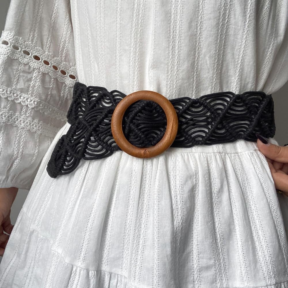 nsihing Flechtgürtel Damen Boho Geflochtener Taillengürtel, Rope Braid Hüftgürtel für Kleider & Freizeit, Vintage Gürtel für Damen