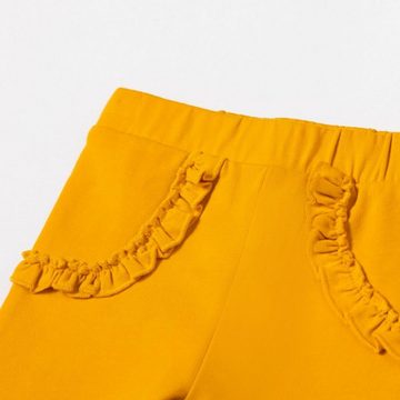 suebidou Leggings Stoffhose für Mädchen gelb mit Rüschen