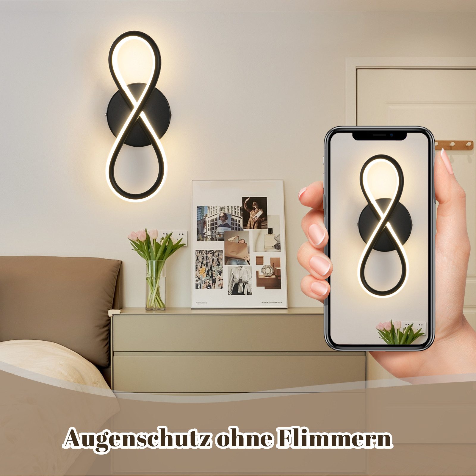ZMH LED Wandleuchte Innen 8-förmige Modern 7W Wandlampe für Treppenhaus Sch günstig online kaufen