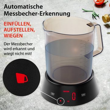 ADE Küchenwaage Messbecher-Waage mit abnehmbarem Messbecher, 1 L Fassungsvermögen, LED-Display, spülmaschinengeeignet