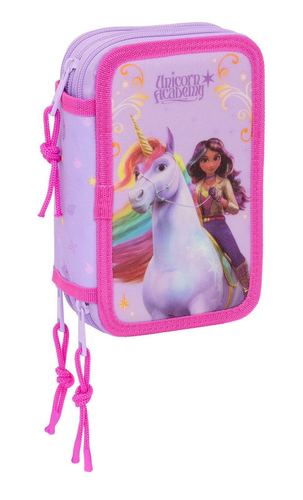 safta Federmäppchen Unicorn Academy - Mäppchen Federmappe, 37 Teile, 3-fach gefüllt, (37-tlg., Mädchen), Reißverschluss