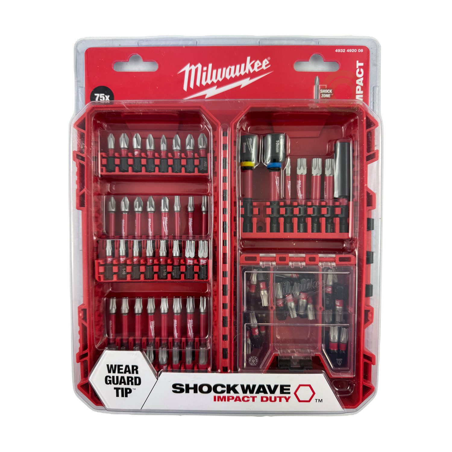 Bit-Set Milwaukee Impact Shockwave Bit-Satz PH/PZ/TX/HEX (75 Stück) 4932492008