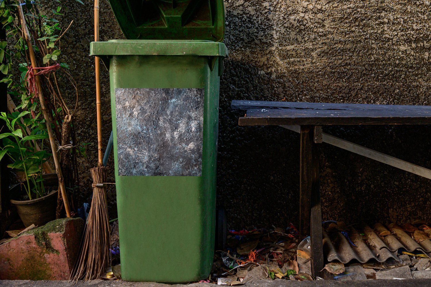 Alt (1 Wandsticker Mülleimer-aufkleber, Abfalbehälter - Beton Mülltonne, St), Container, Industriell Sticker, - MuchoWow