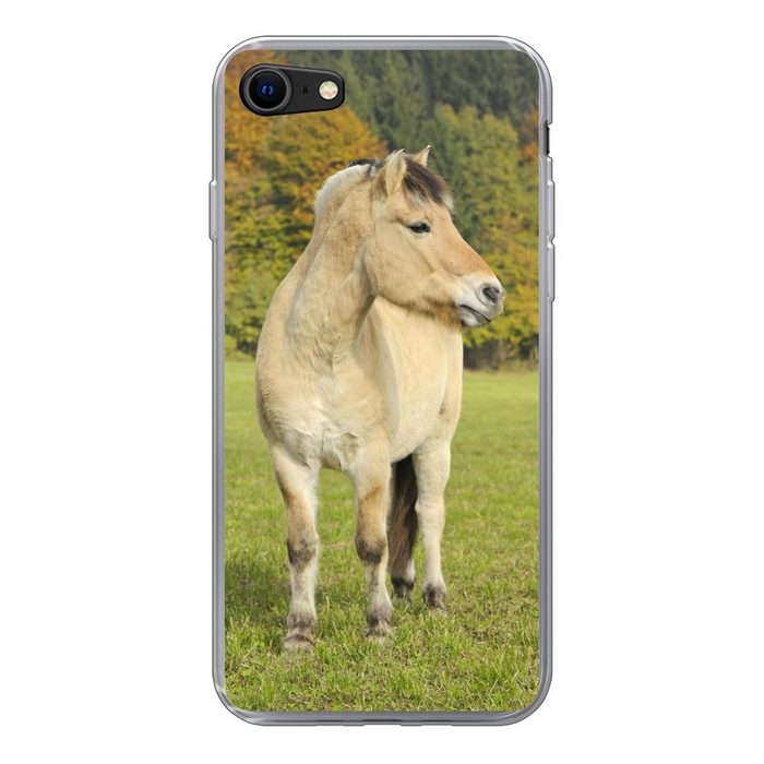 MuchoWow Handyhülle Fjordpferd in einer Herbstlandschaft Handyhülle Apple iPhone 7 Smartphone-Bumper Print Handy Schutzhülle
